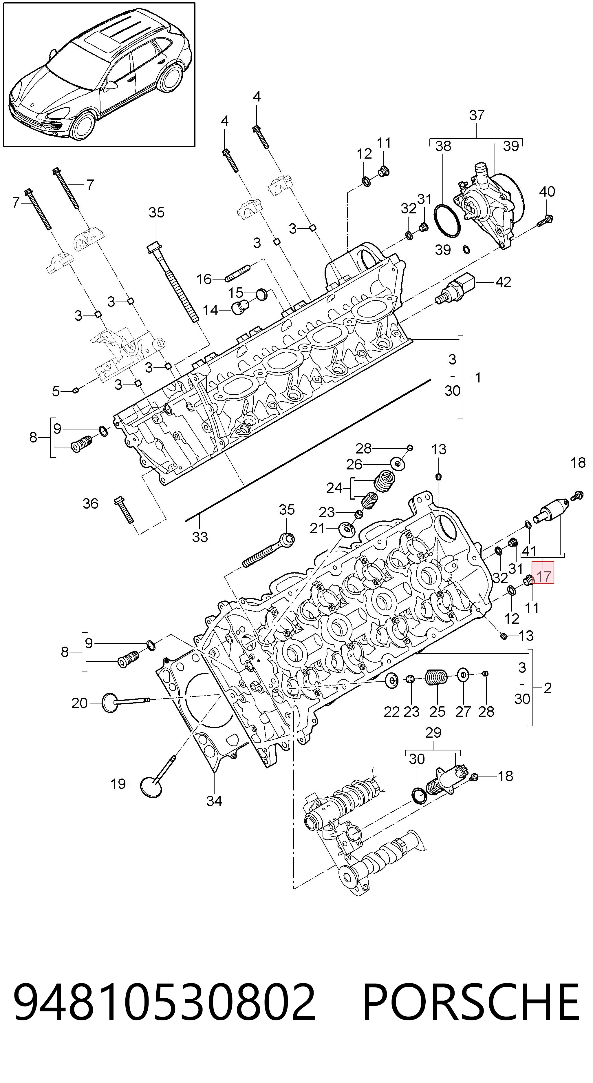 94810530802 Porsche Válvula control, ajuste de levas