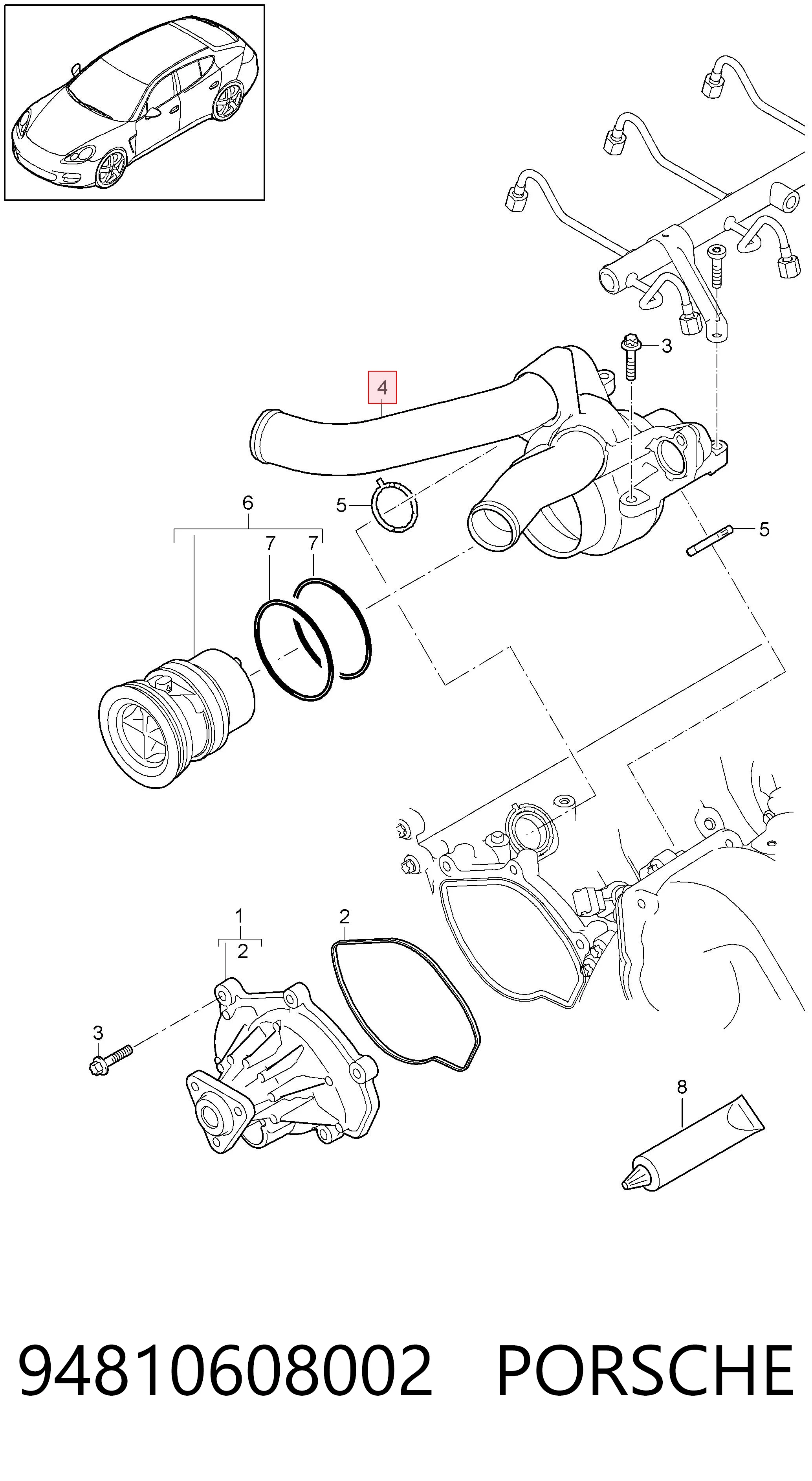 Caja del termostato para Porsche Cayenne II 92A
