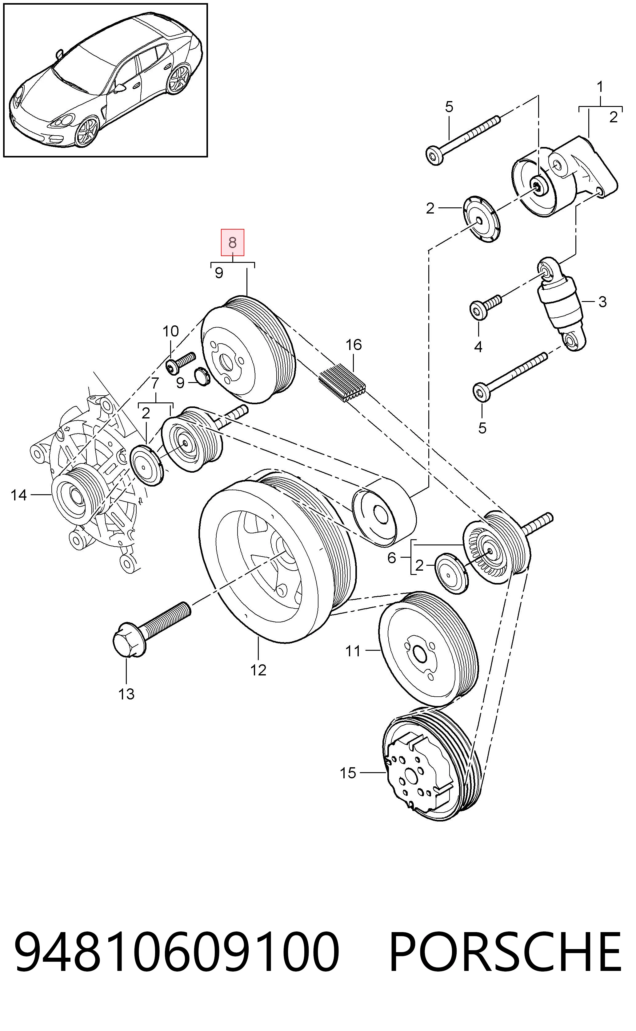 Polea de bomba de agua para Porsche Cayenne II 92A