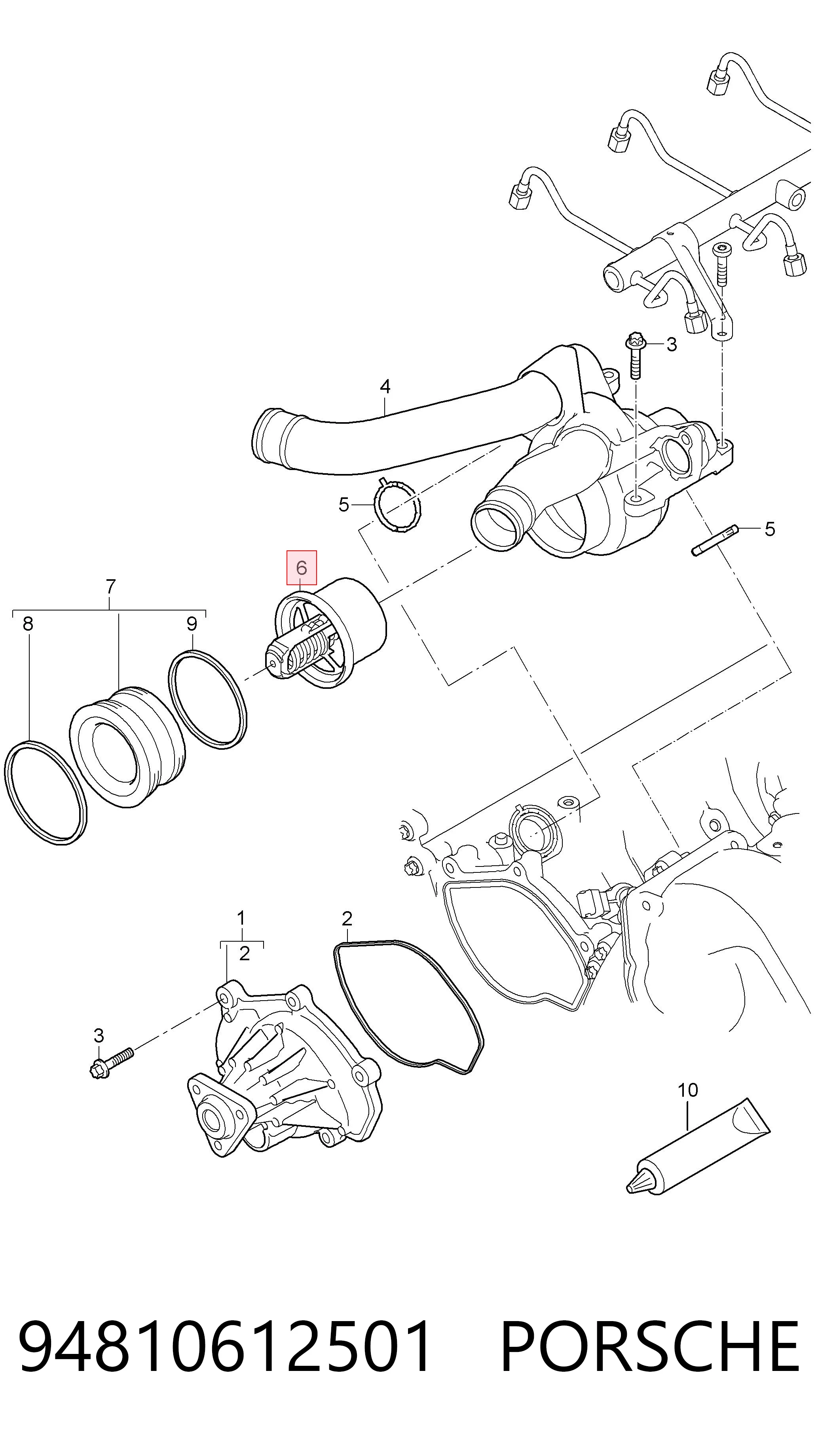 94810612501 Porsche Termostato de agua