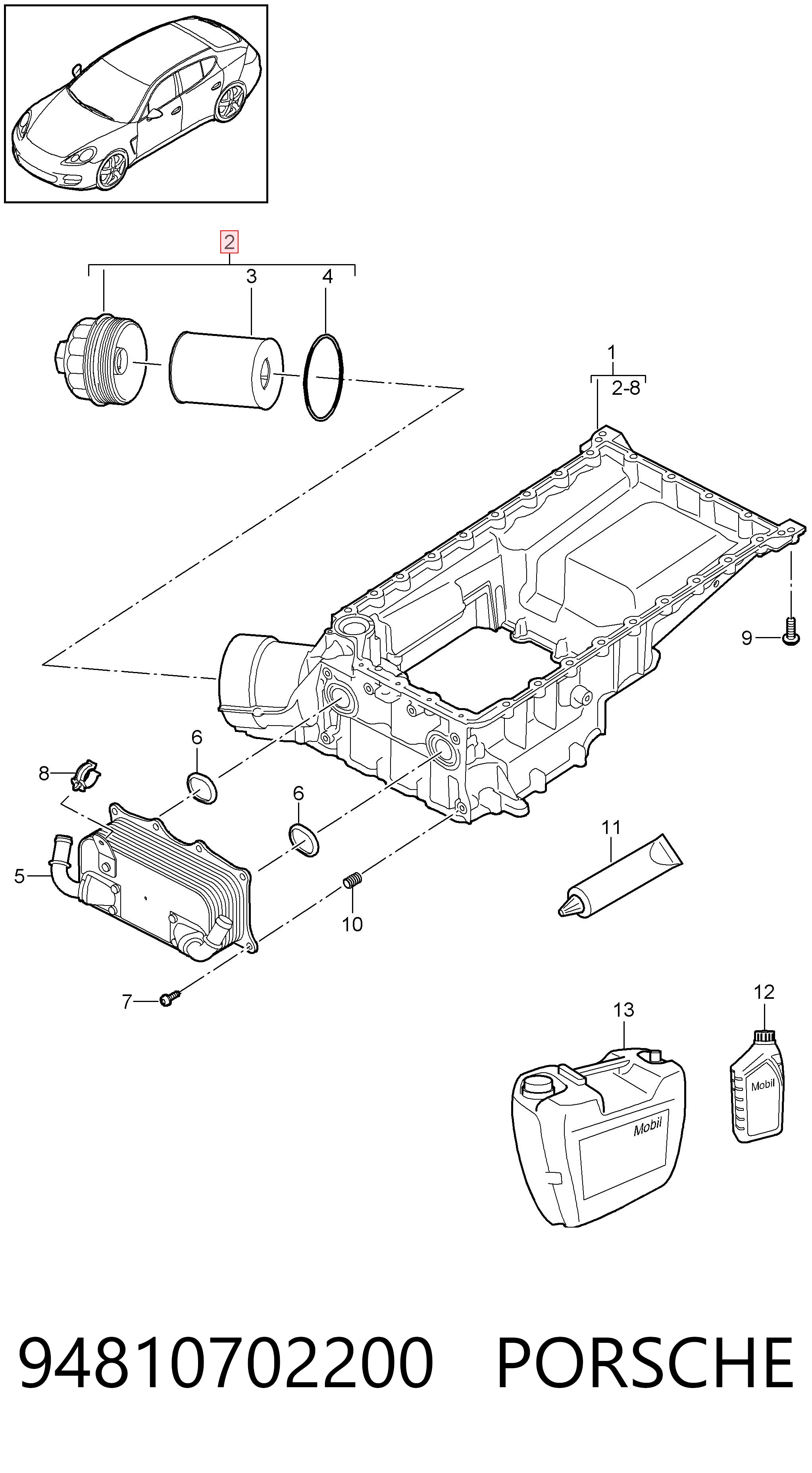 94810702200 Porsche Filtro aceite