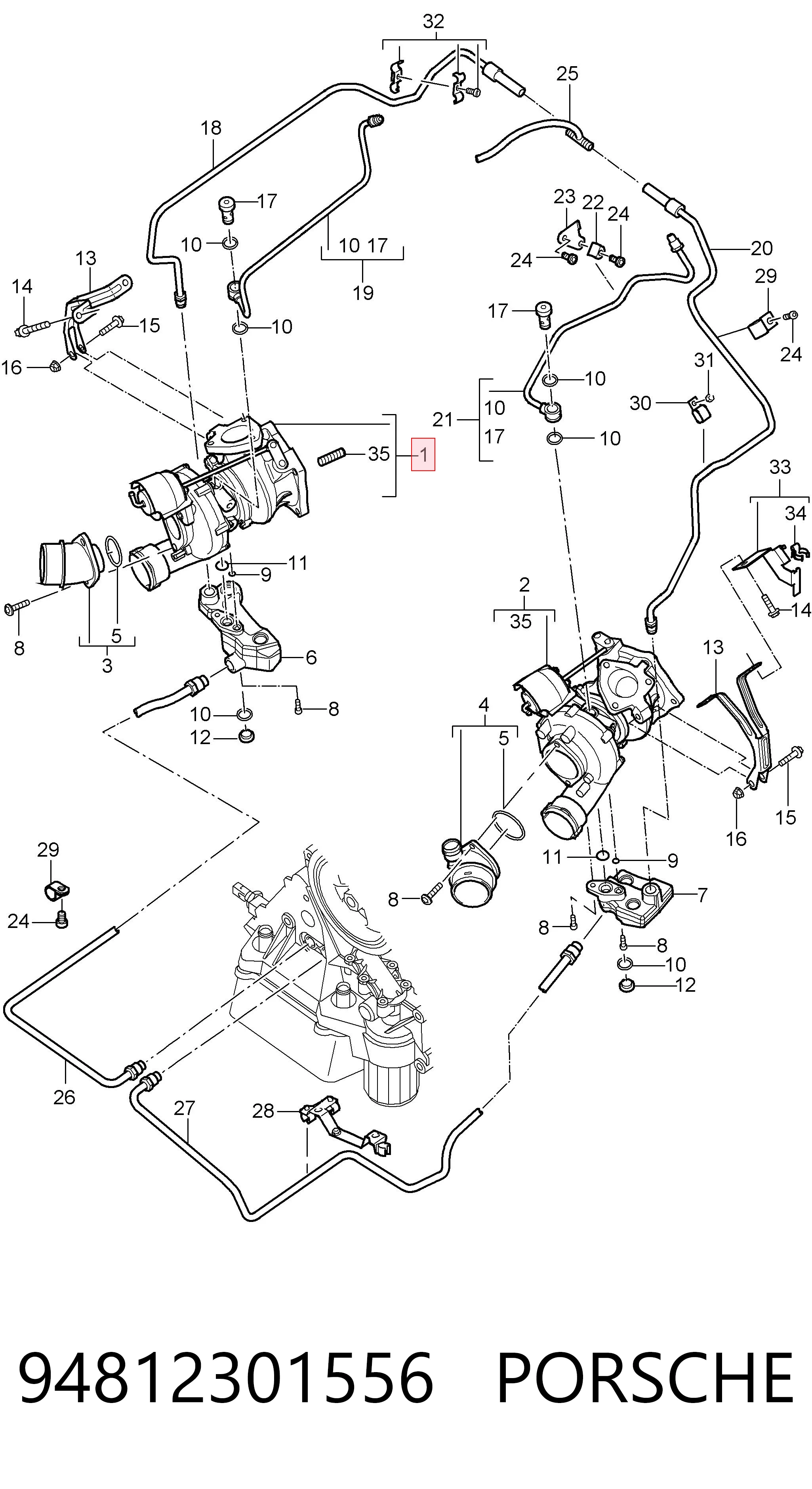 94812301556 Porsche Turbo para motor