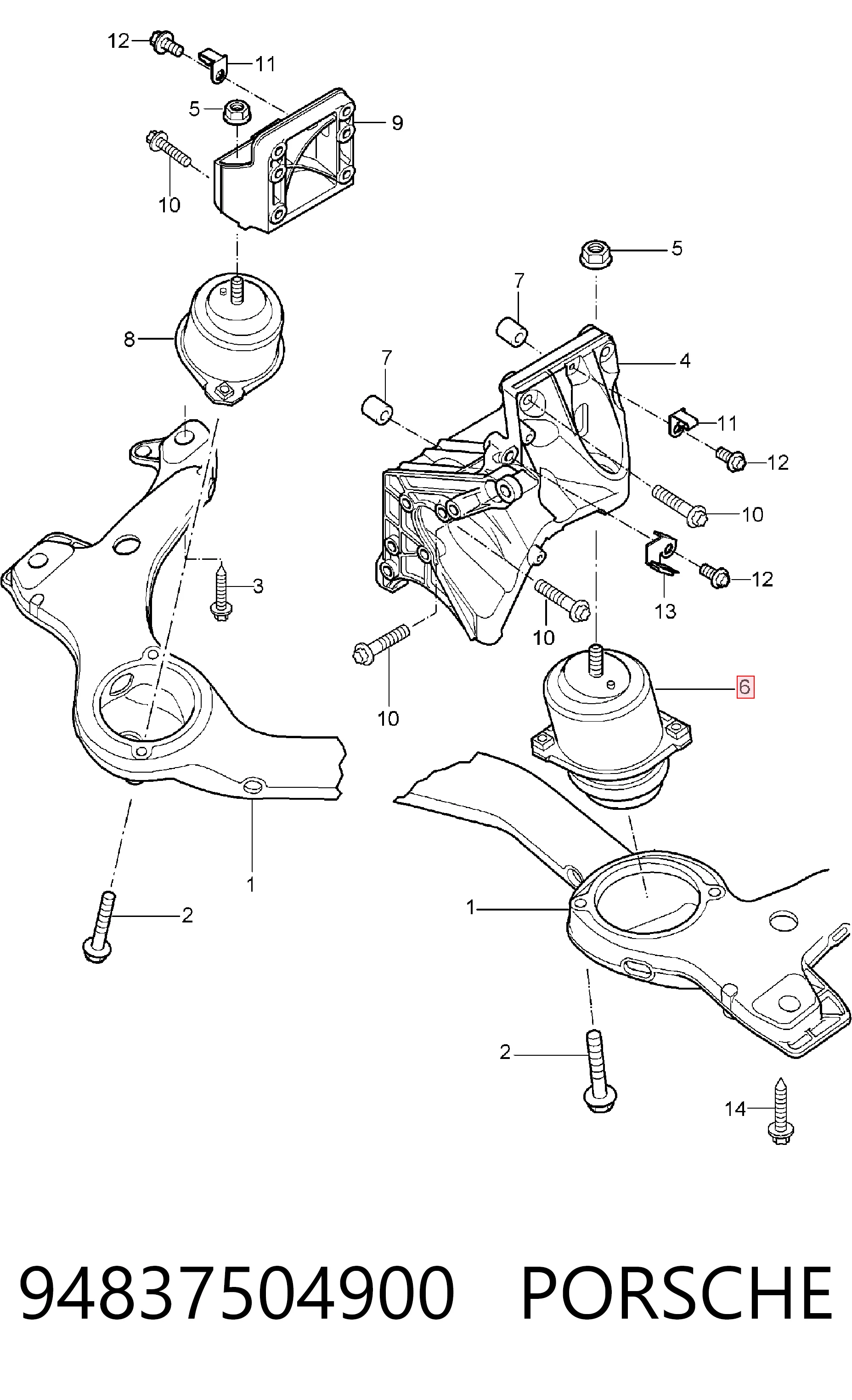 Soporte izquierdo del motor VAG 94837504901 precio, desde 87,12 EUR