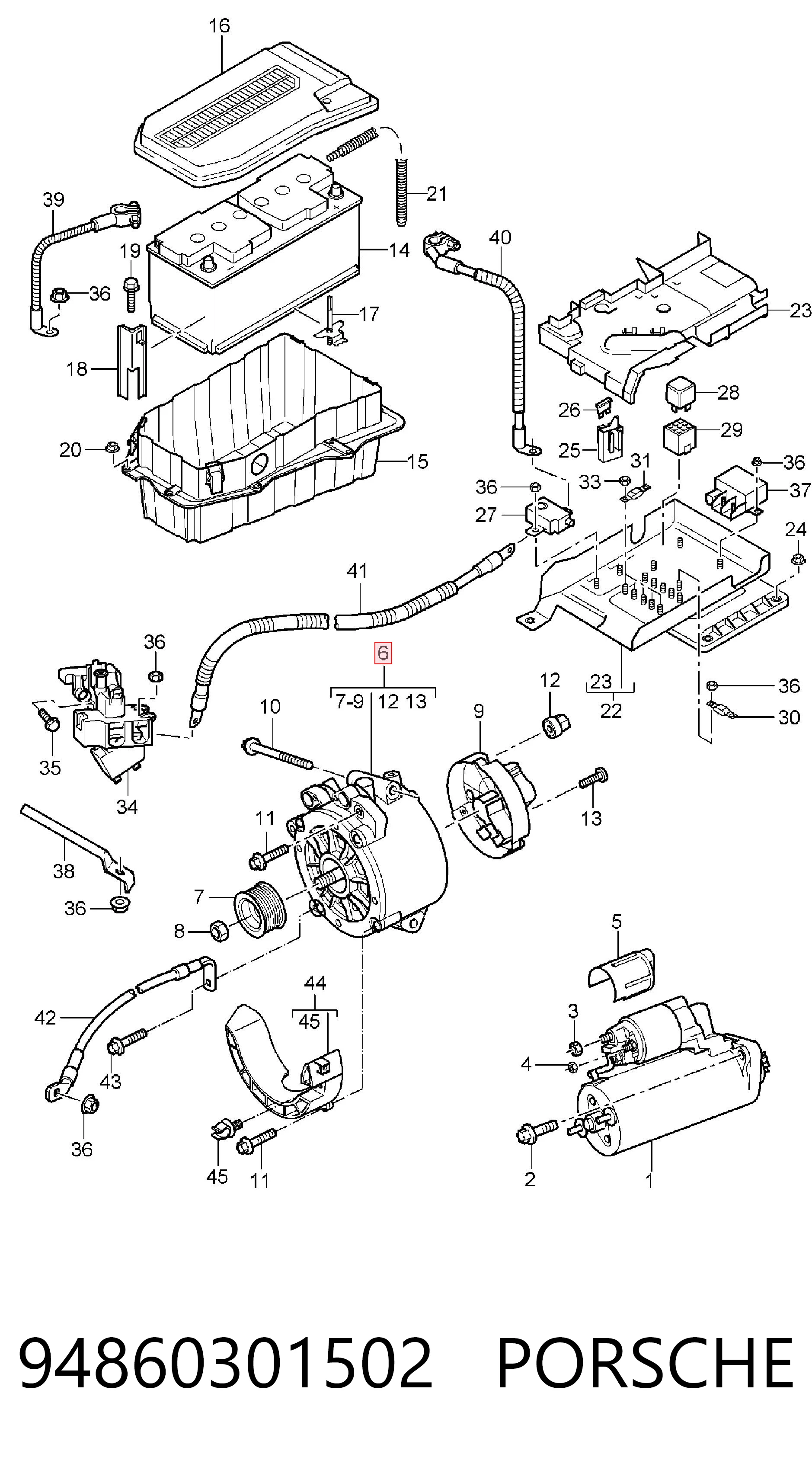 94860301502 Porsche Alternador de coche