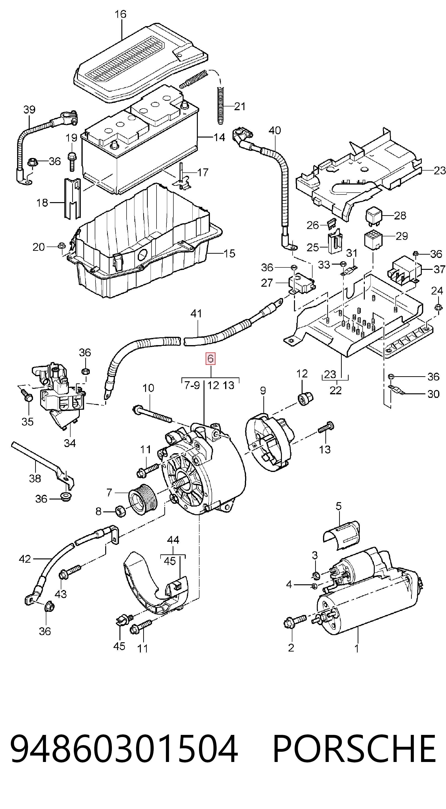 94860301504 Porsche Alternador de coche