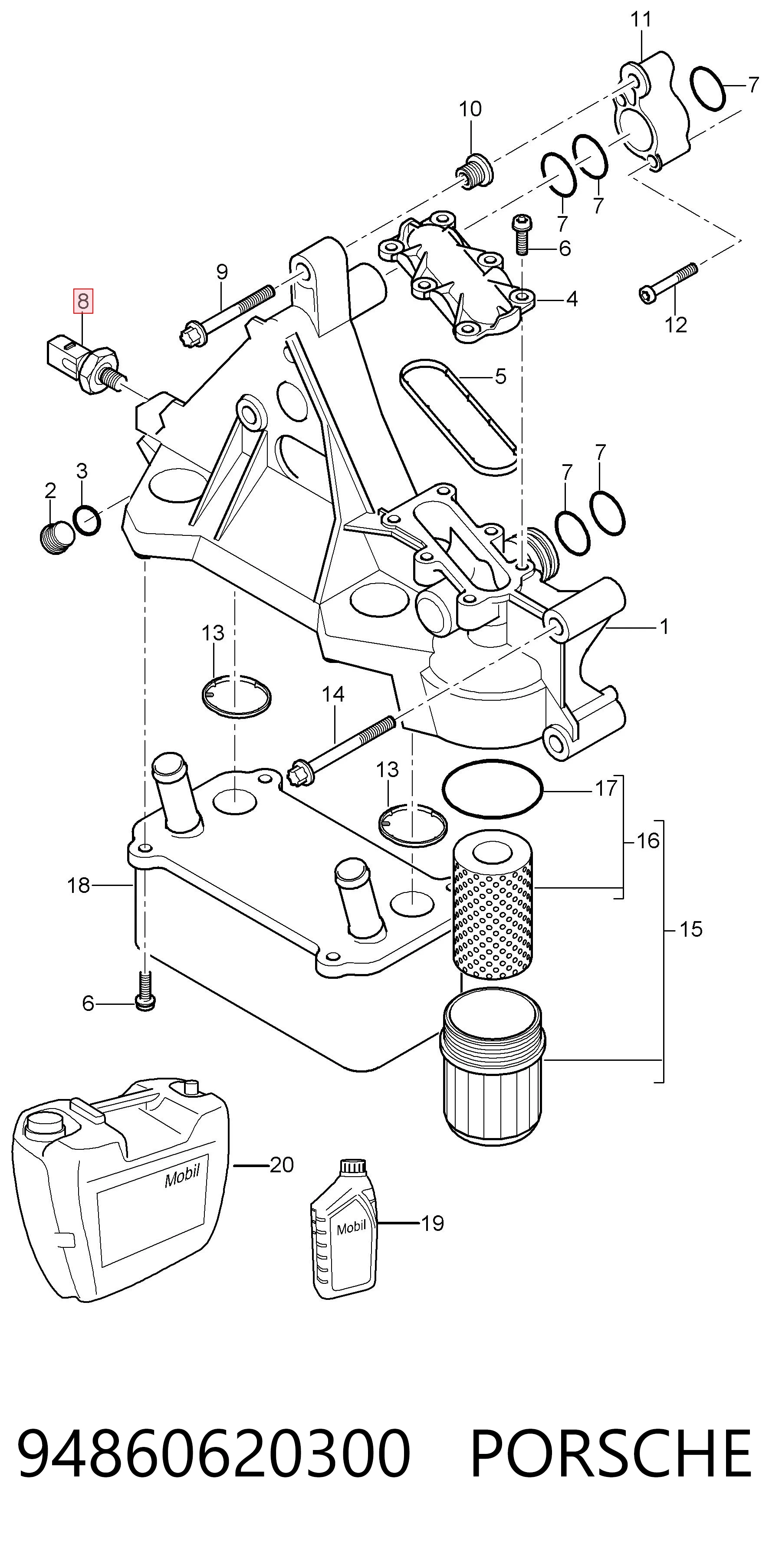 Sensor de presión de aceite 94860620300 PORSCHE