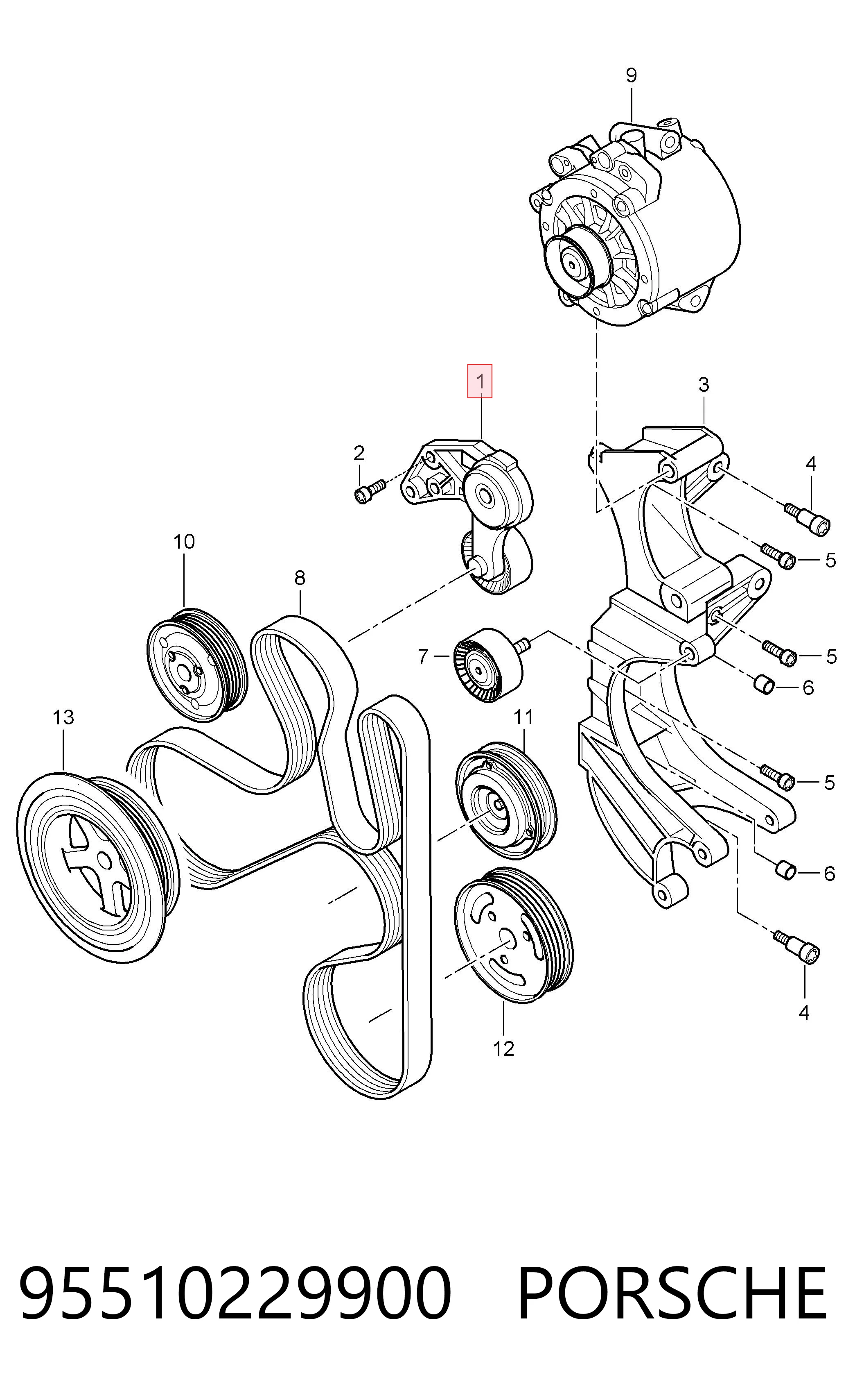Tensor de correa de alternador Porsche Cayenne II (2010-2026)