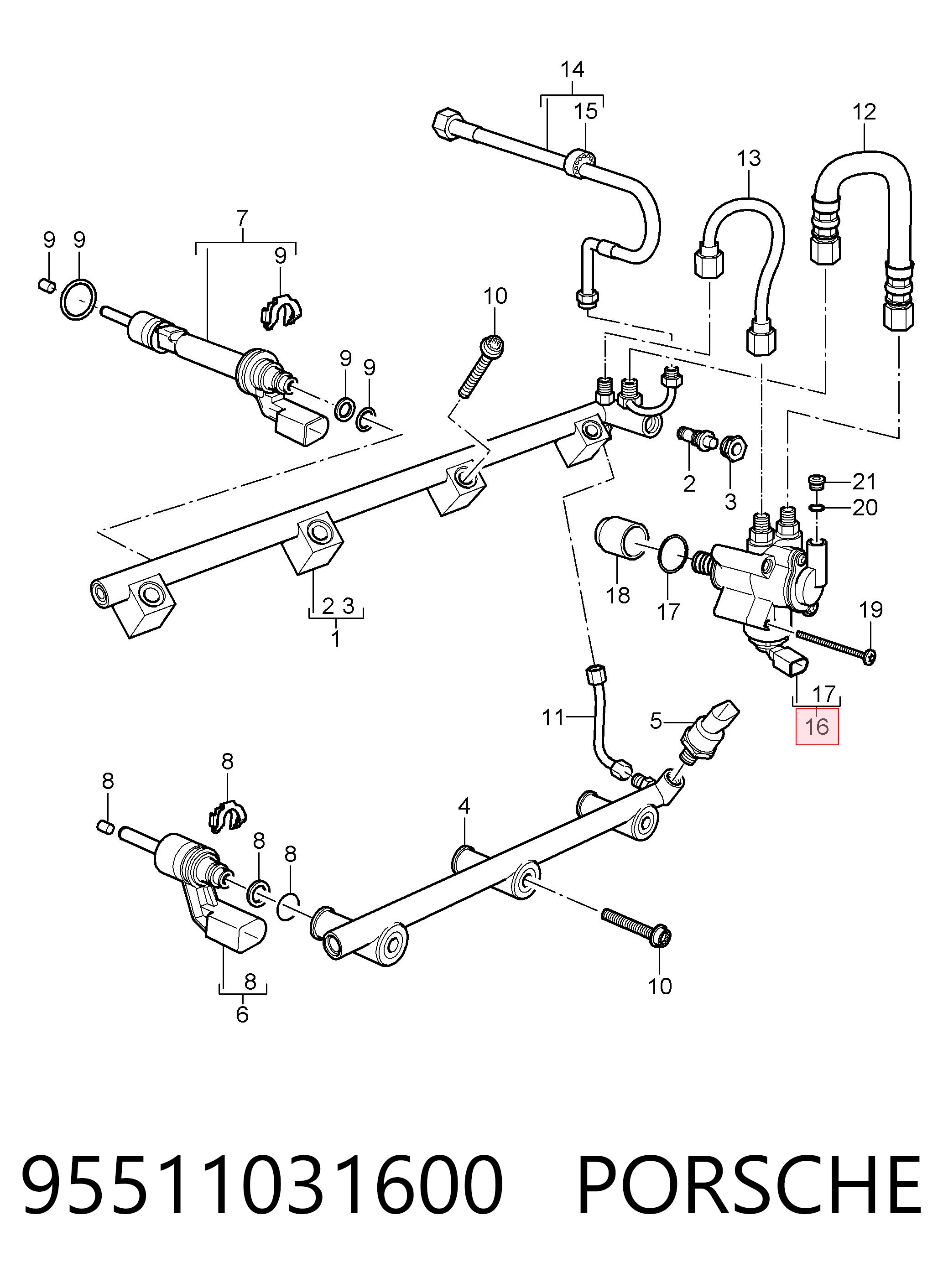 95511031600 Porsche Bomba de inyección