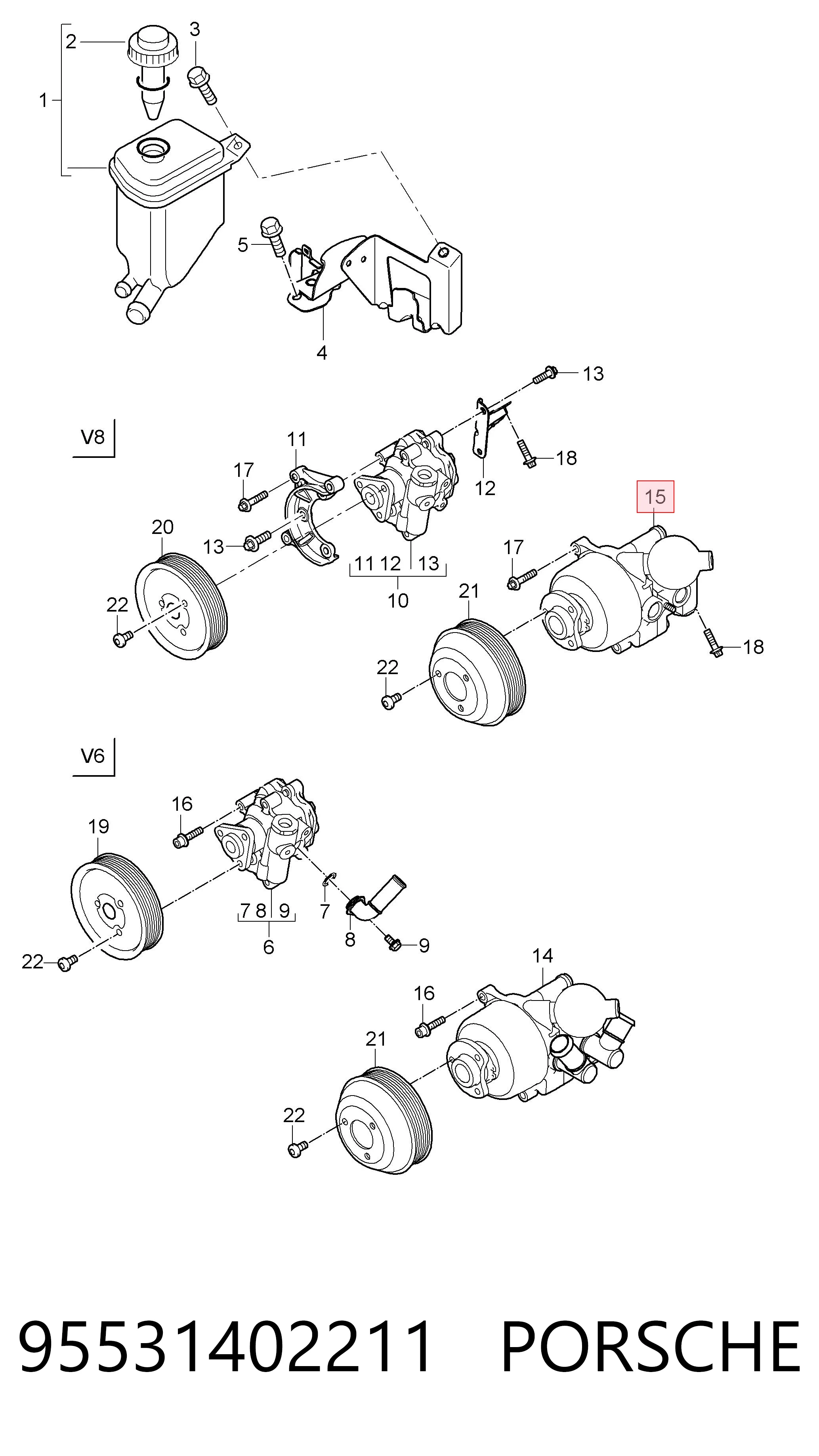 95531402211 Porsche Bomba hidráulica de dirección