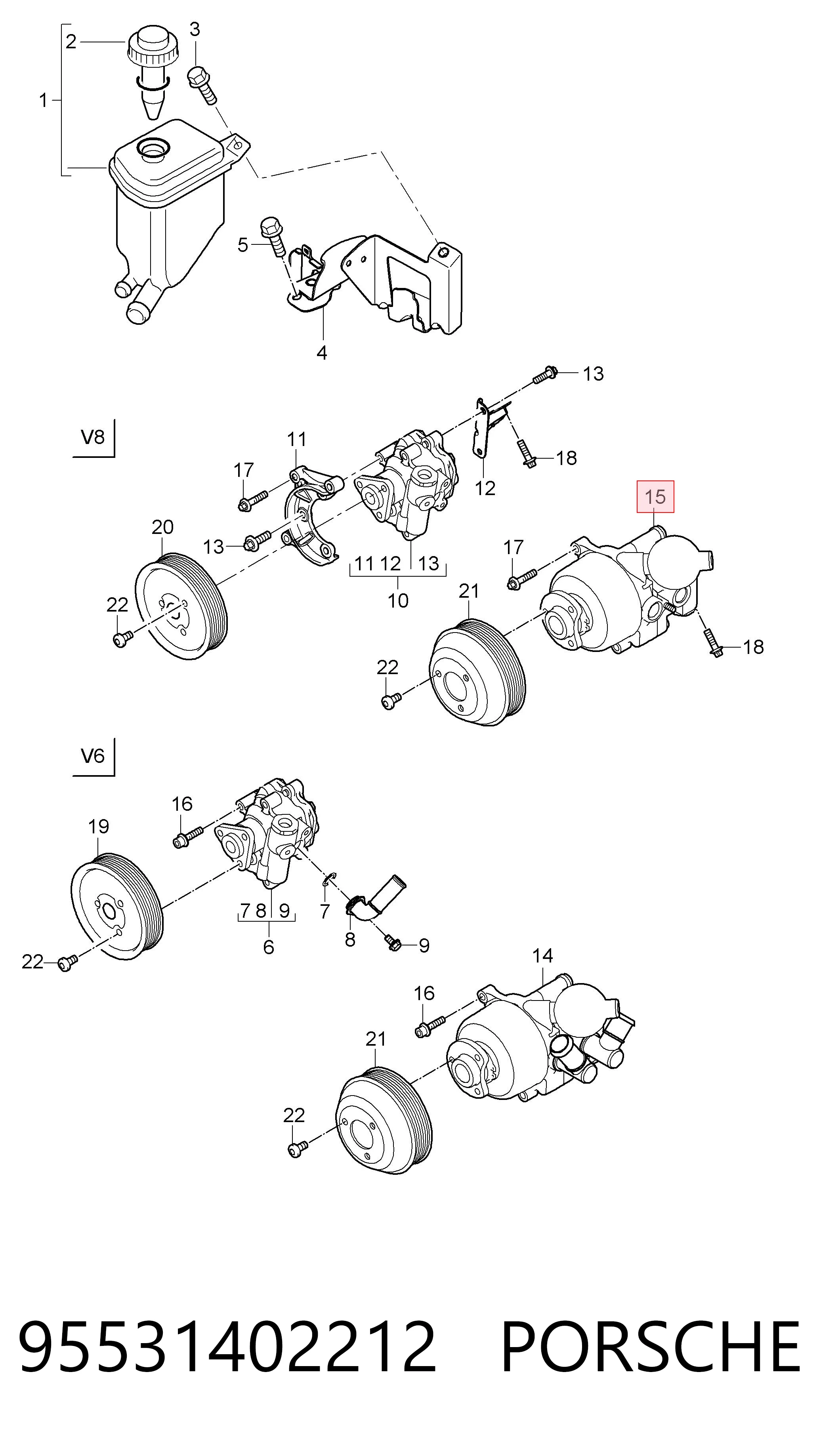 95531402212 Porsche Bomba hidráulica de dirección