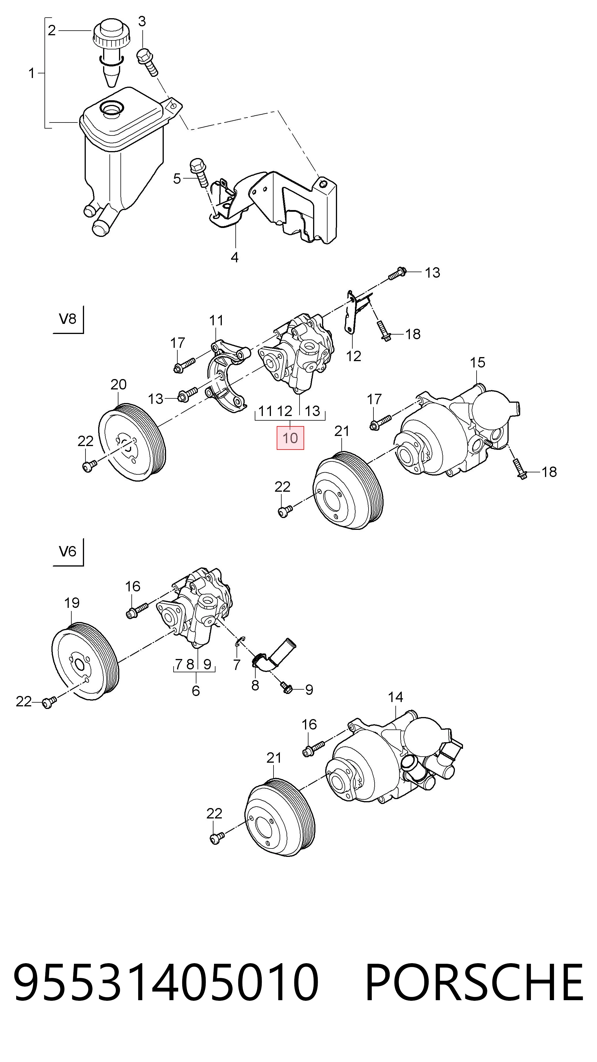 95531405010 Porsche Bomba hidráulica de dirección