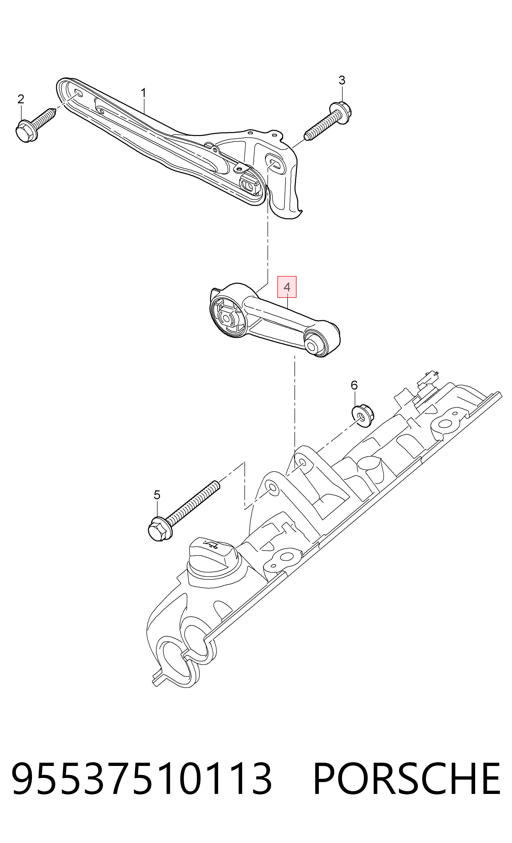 95537510113 Porsche Soporte superior del motor