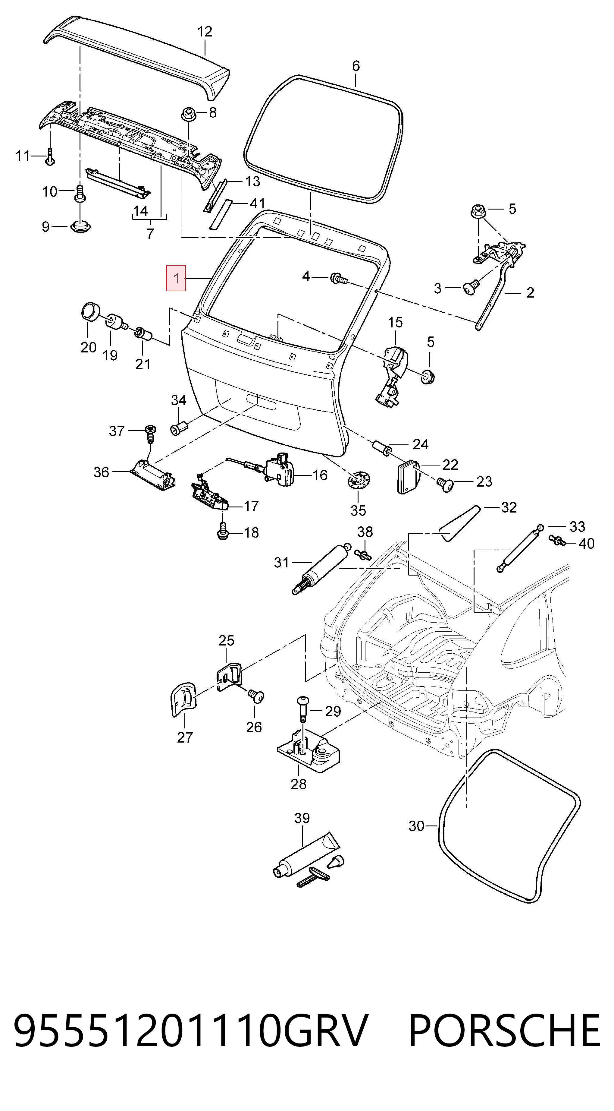 Porton trasero para Porsche Cayenne  955