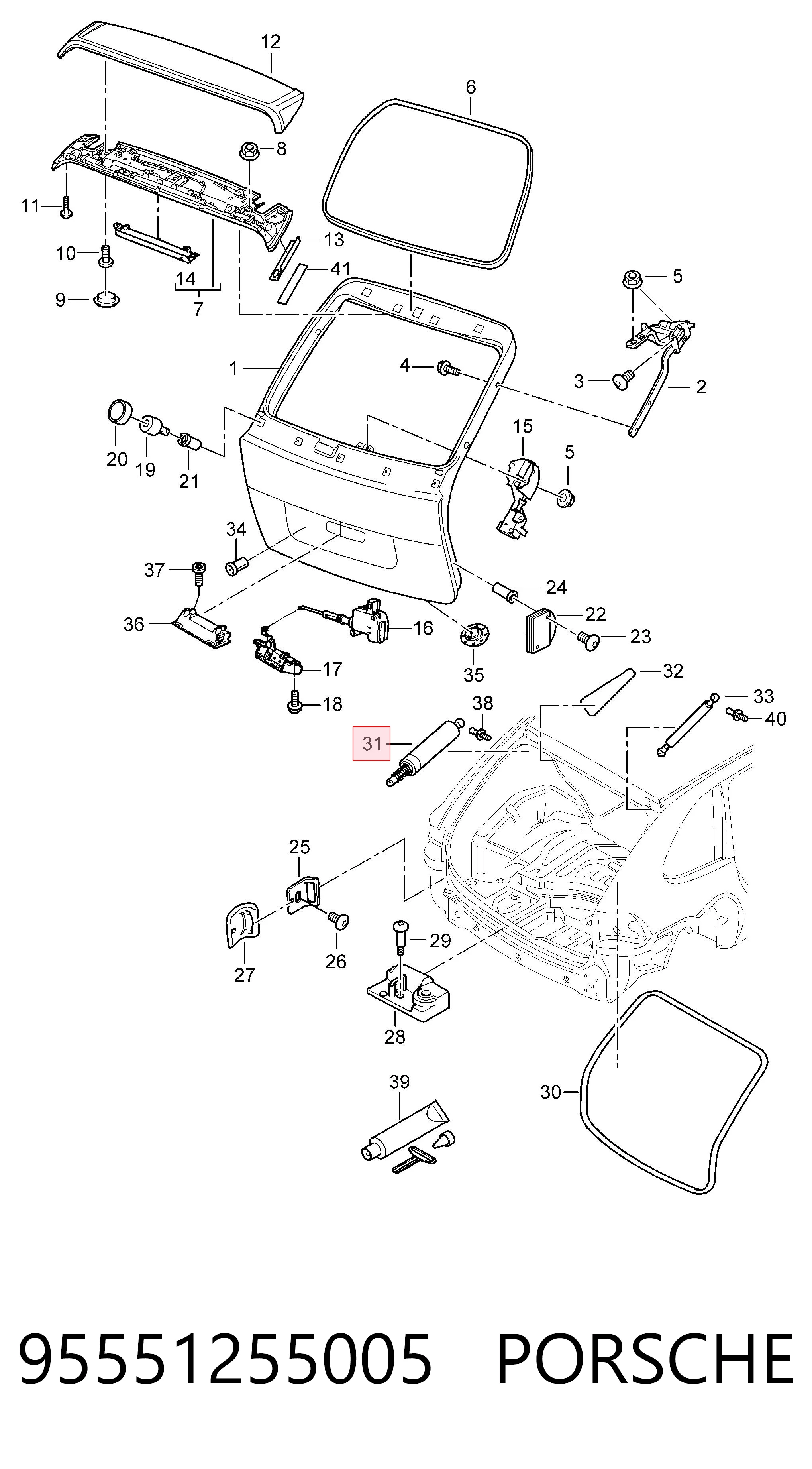95551255005 Porsche Amortiguador de porton