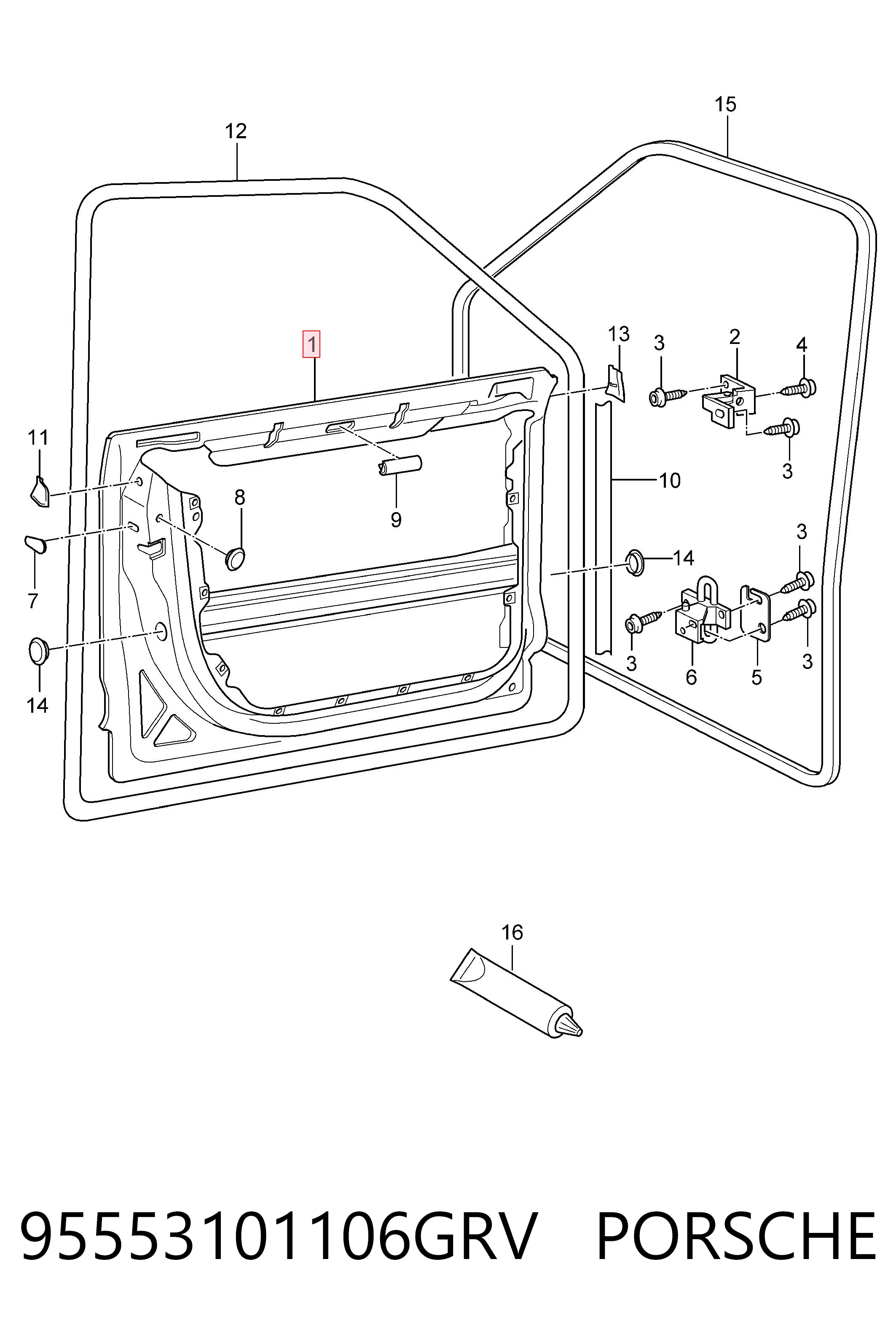 Puerta delantera para Porsche Cayenne  955