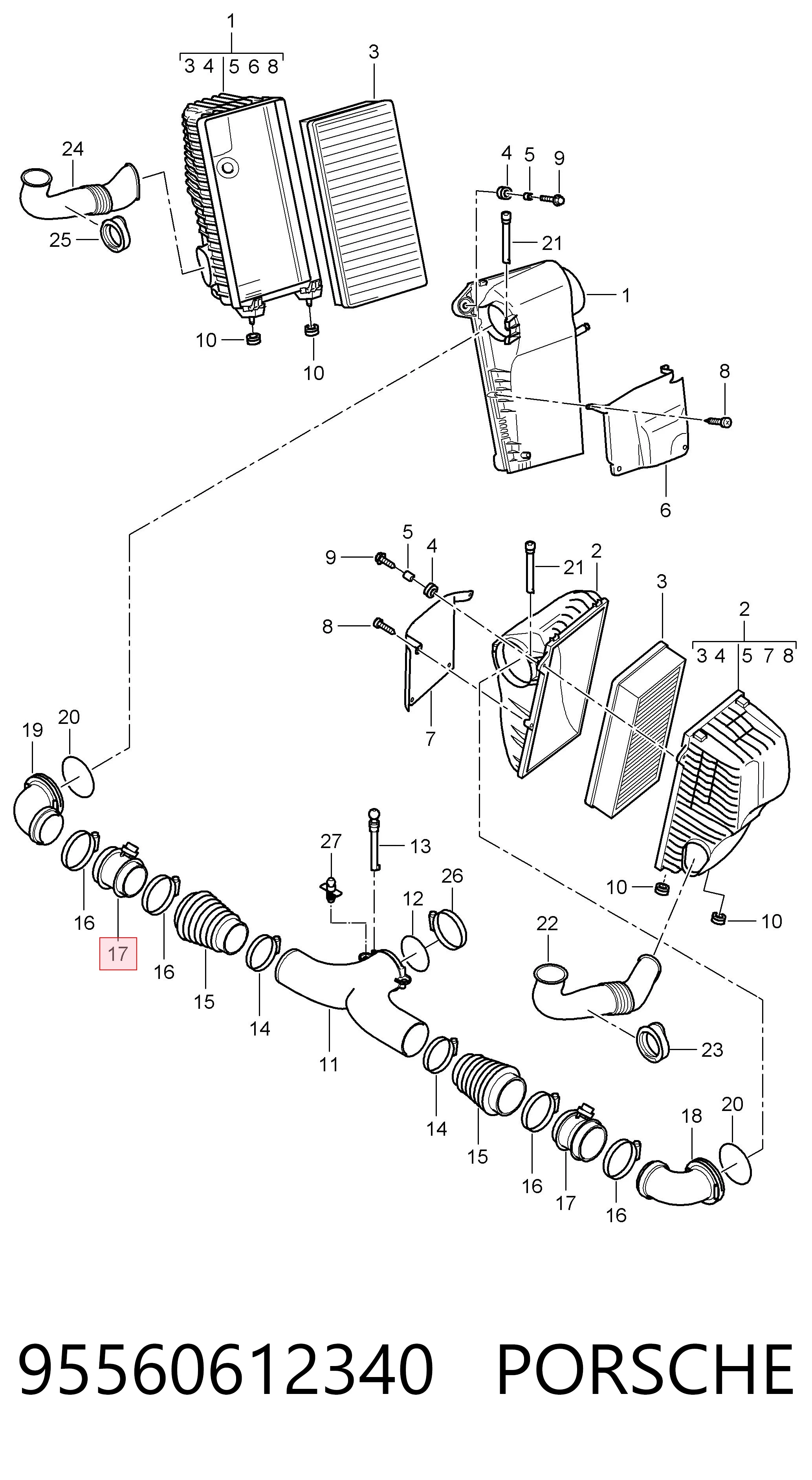 95560612340 Porsche Sensor de flujo de aire