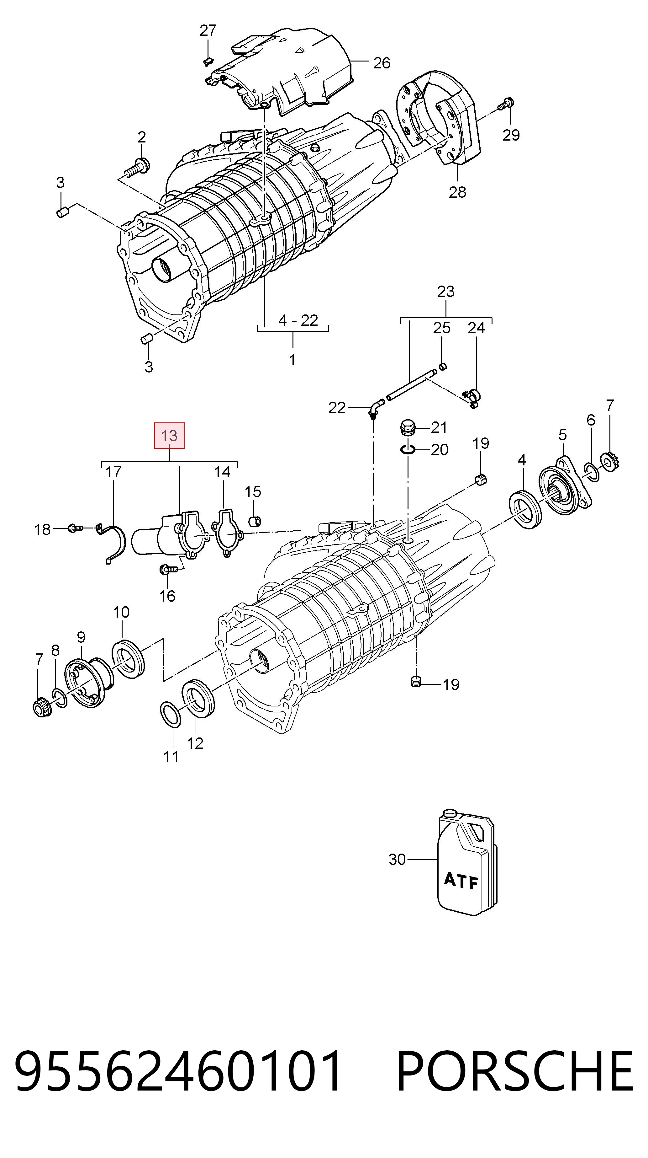 95562460101 Porsche Motor de control de la caja de transferencia