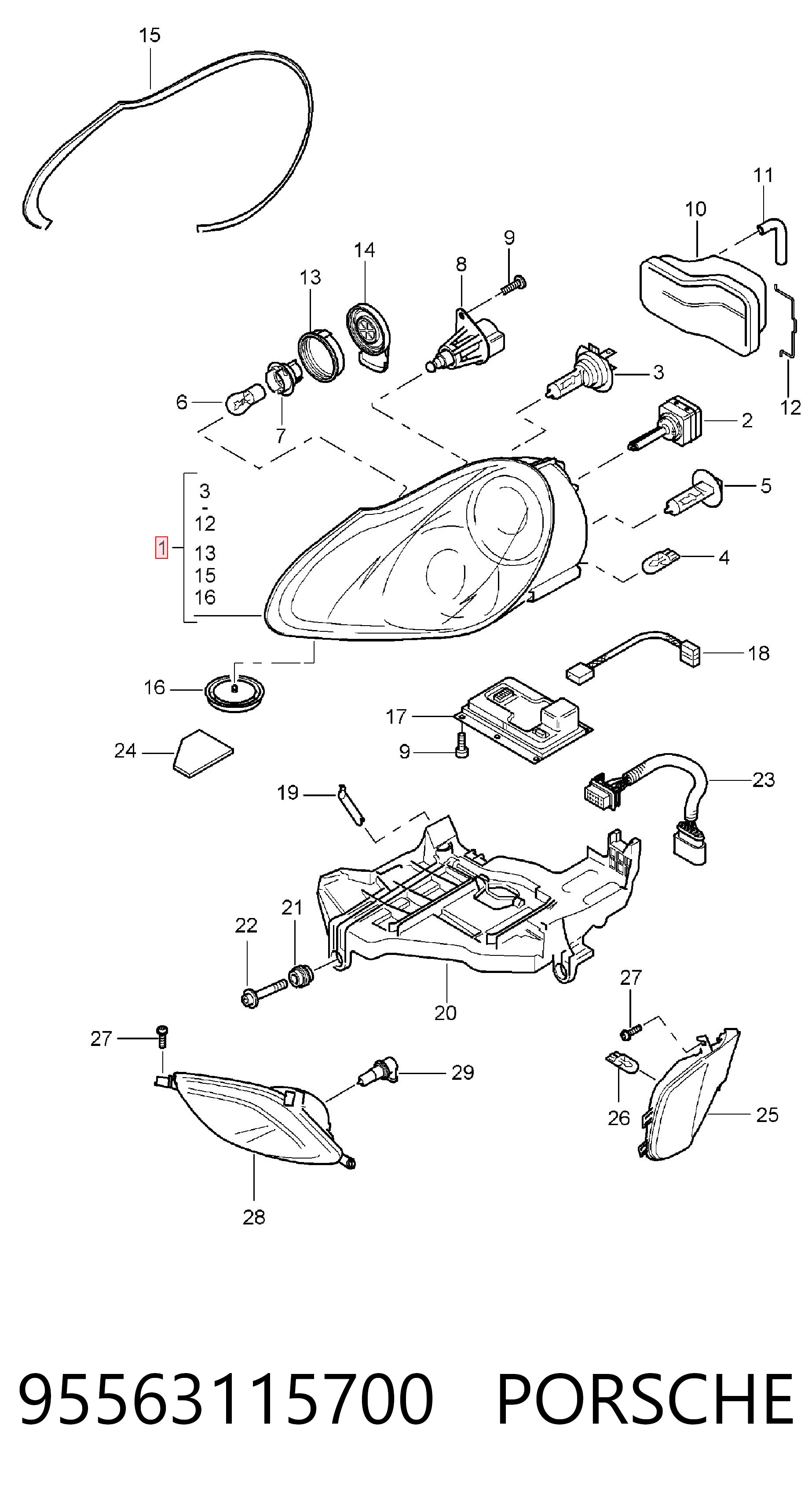 Faros para Porsche Cayenne  955