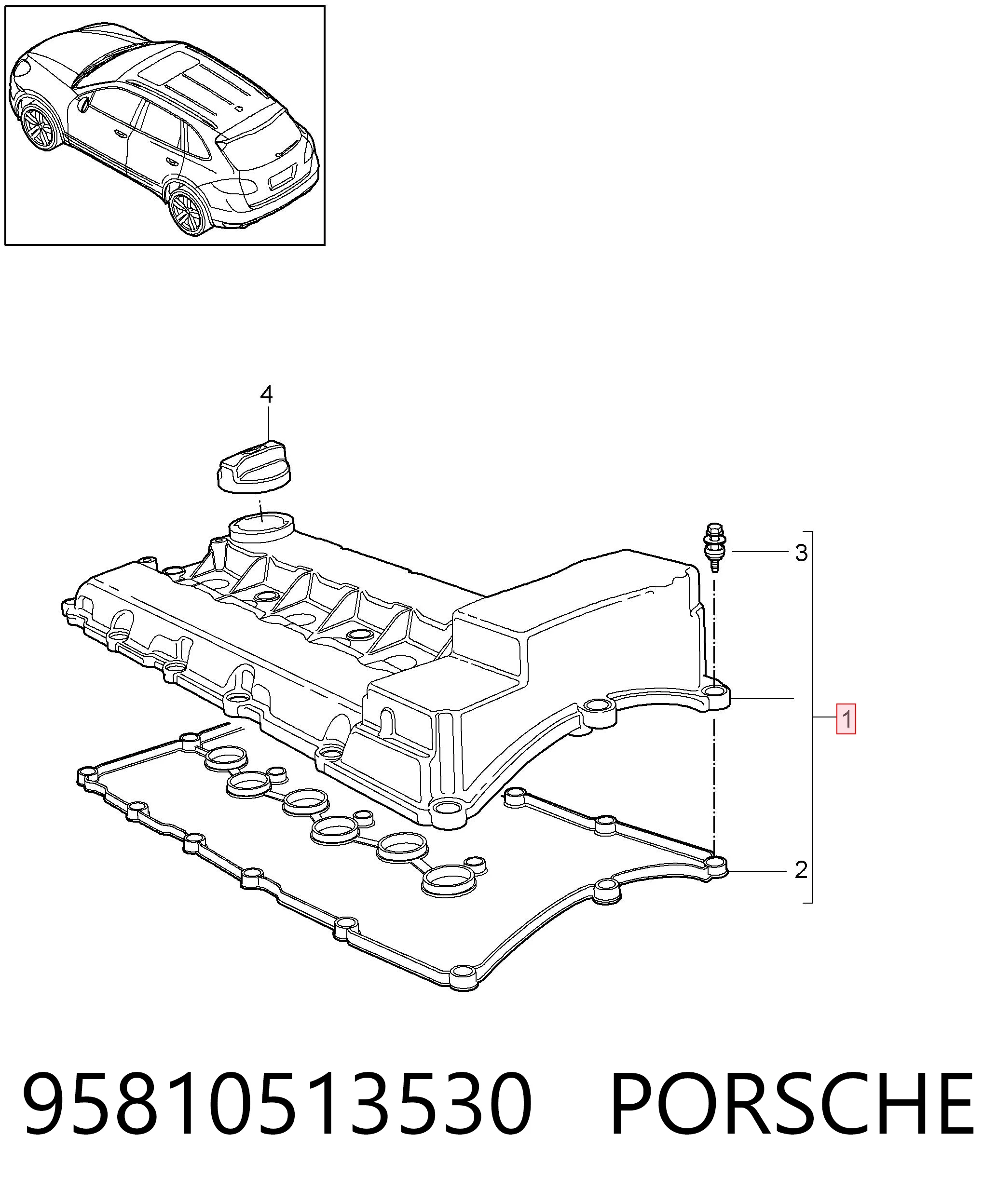95810513530 Porsche Tapa de culata