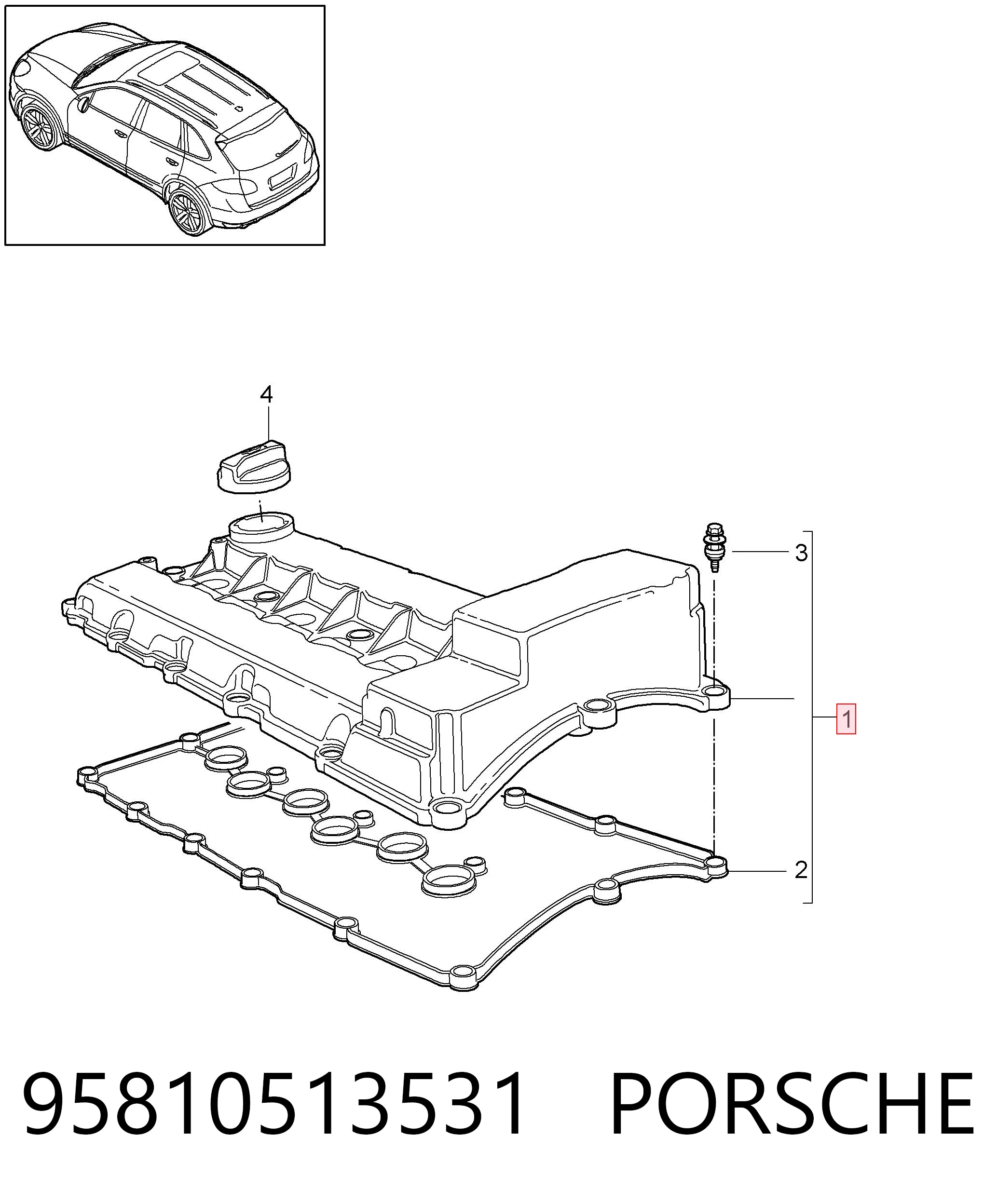 95810513531 Porsche Tapa de culata