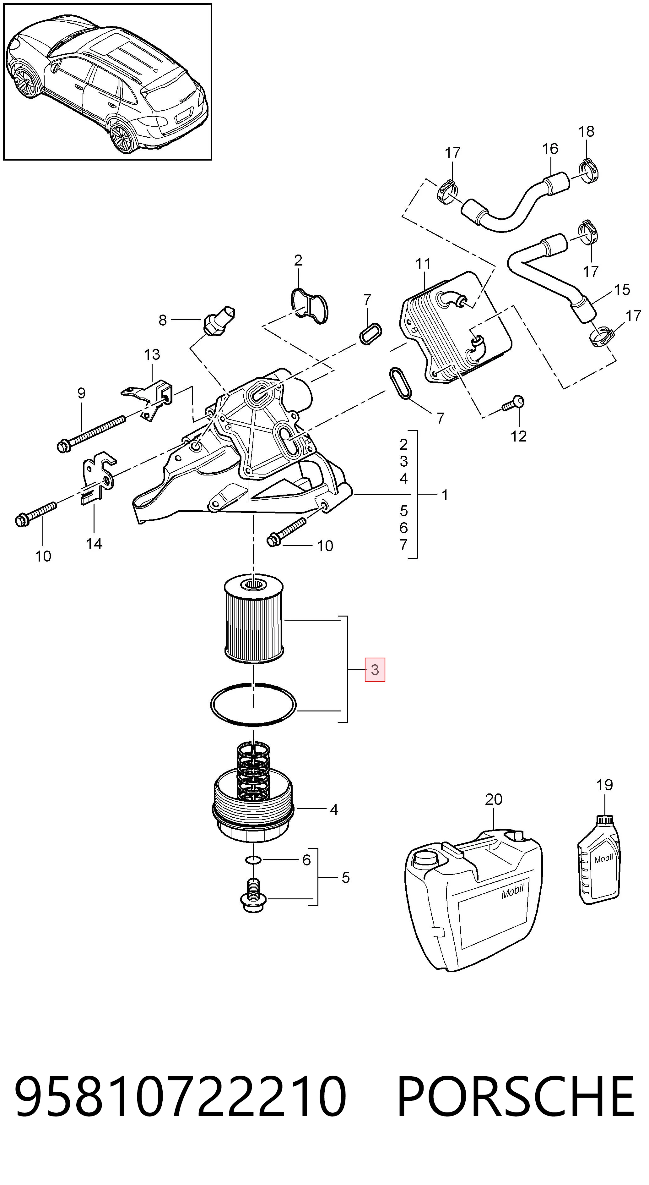 95810722210 Porsche Filtro aceite