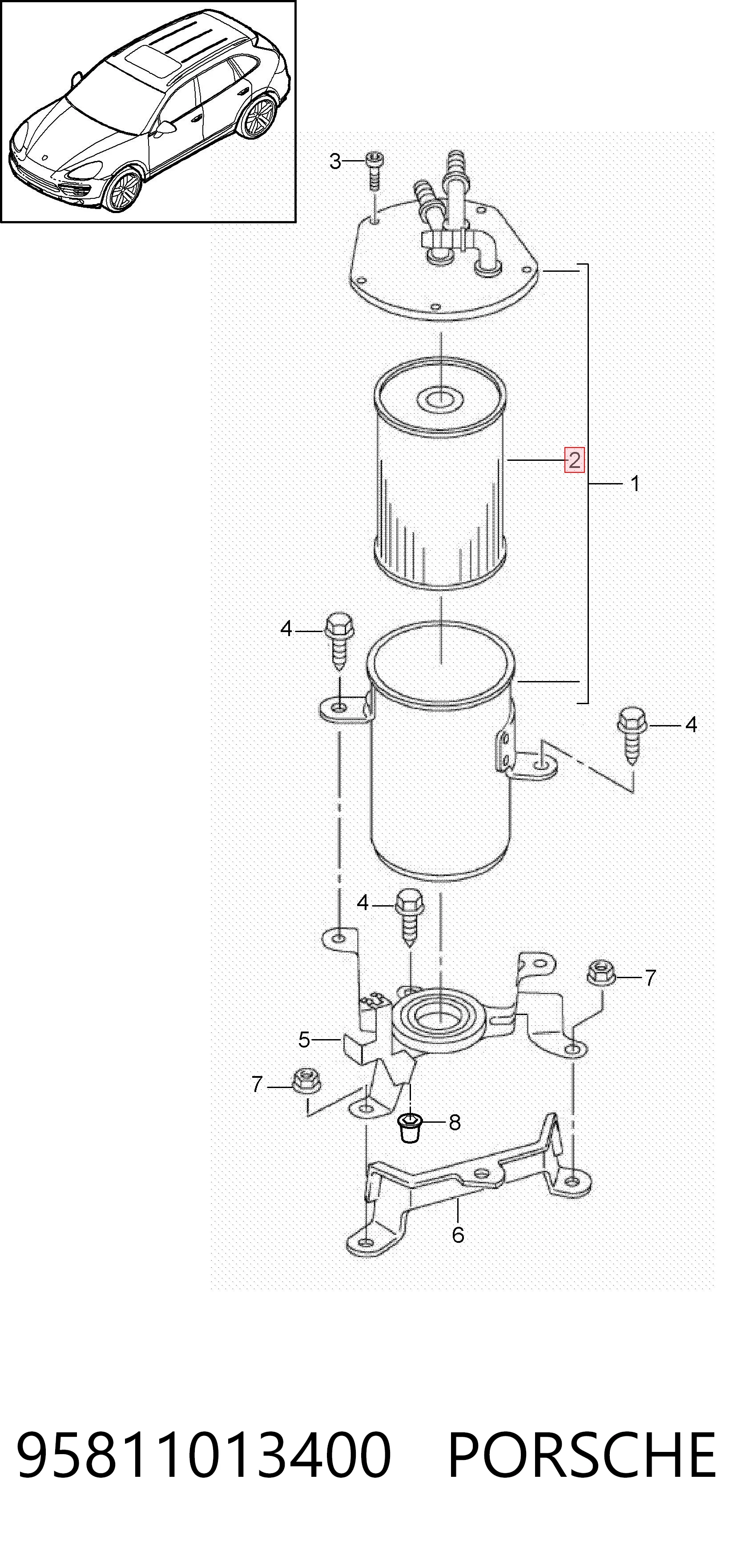 95811013400 Porsche Filtro de gasolina