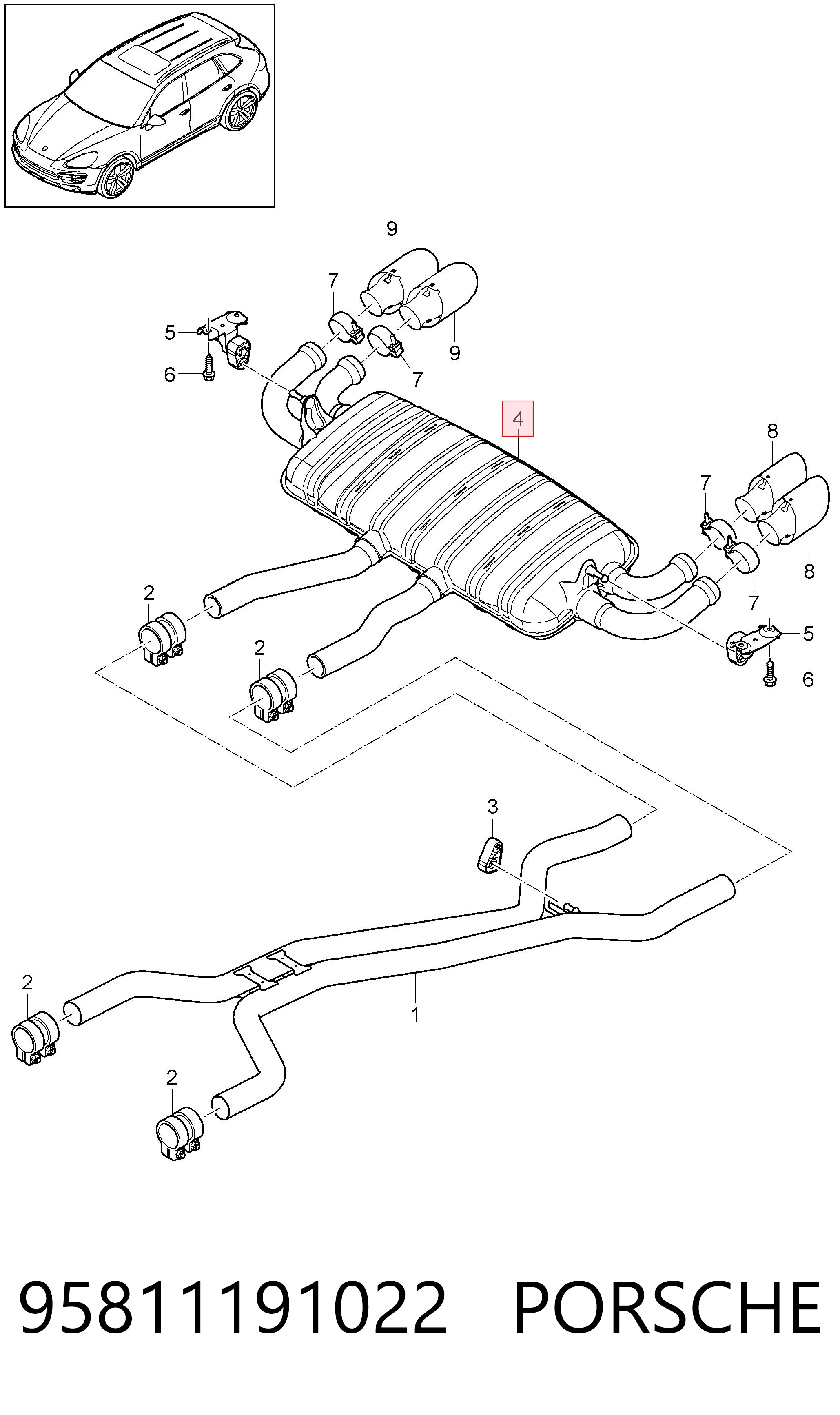 Comprar Silenciador trasero Porsche Cayenne II 92A a bajo precio