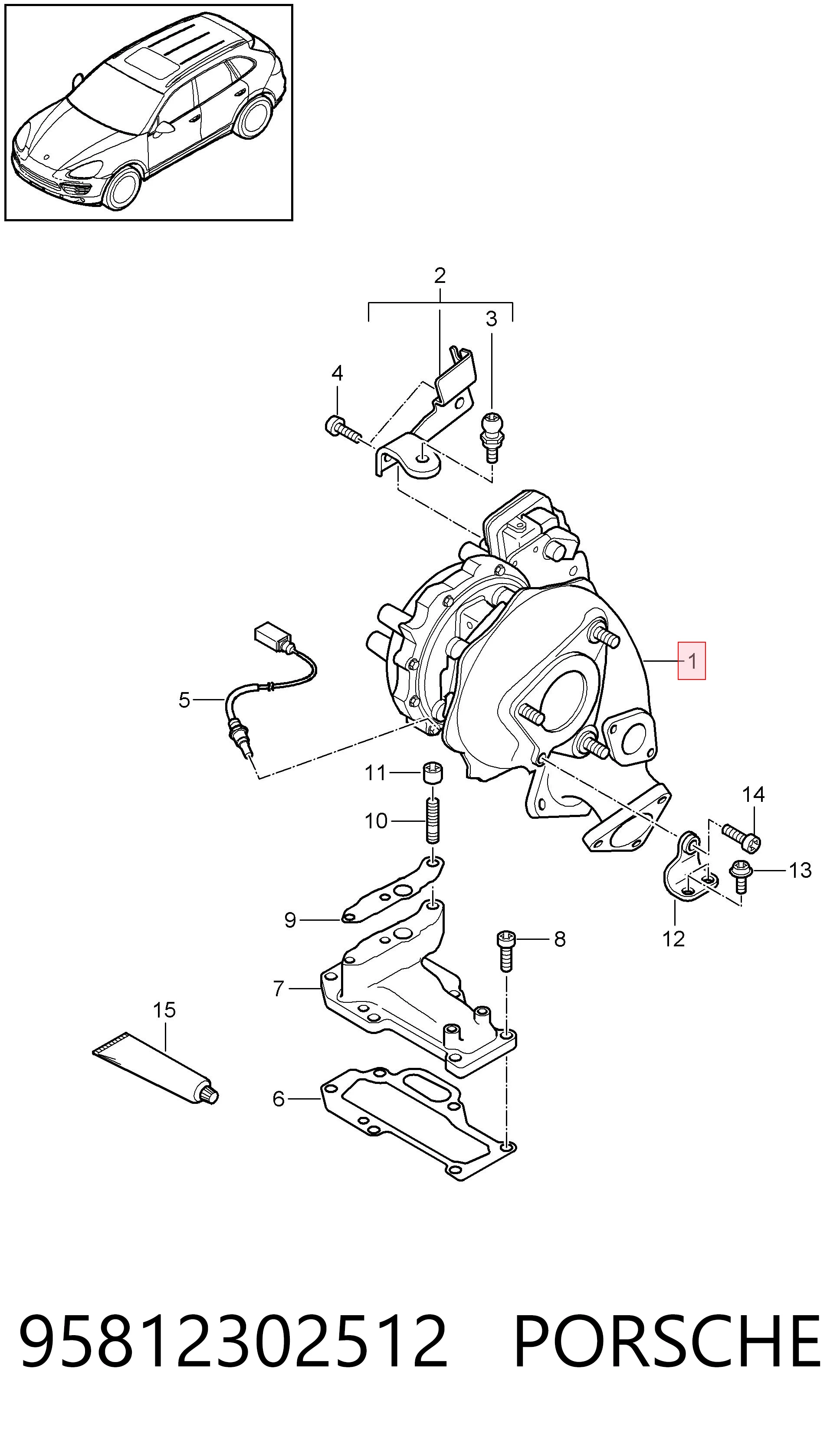 95812302512 Porsche Turbo para motor