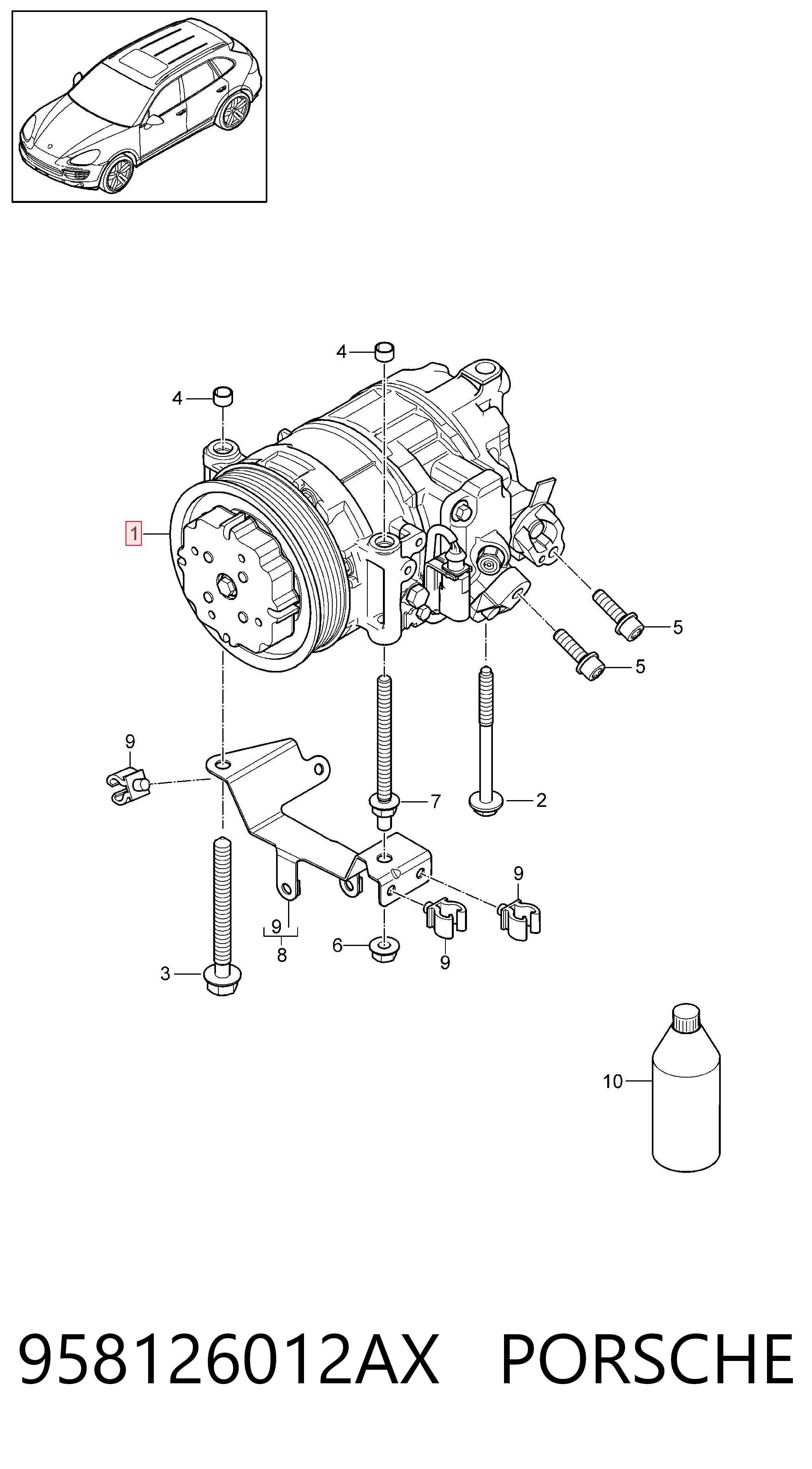 958126012AX Porsche Compresor climatizador