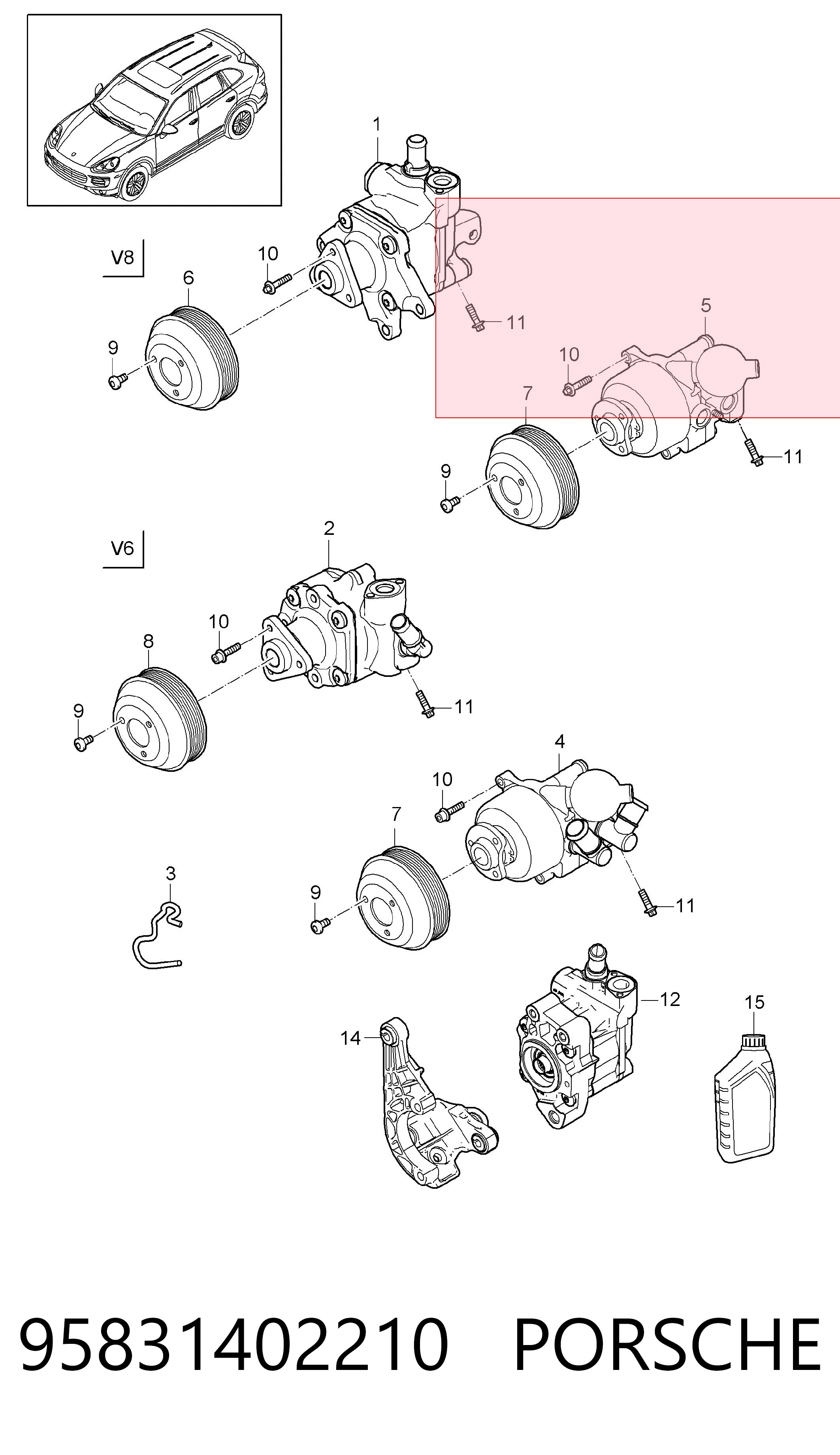 95831402210 Porsche Bomba hidráulica de dirección