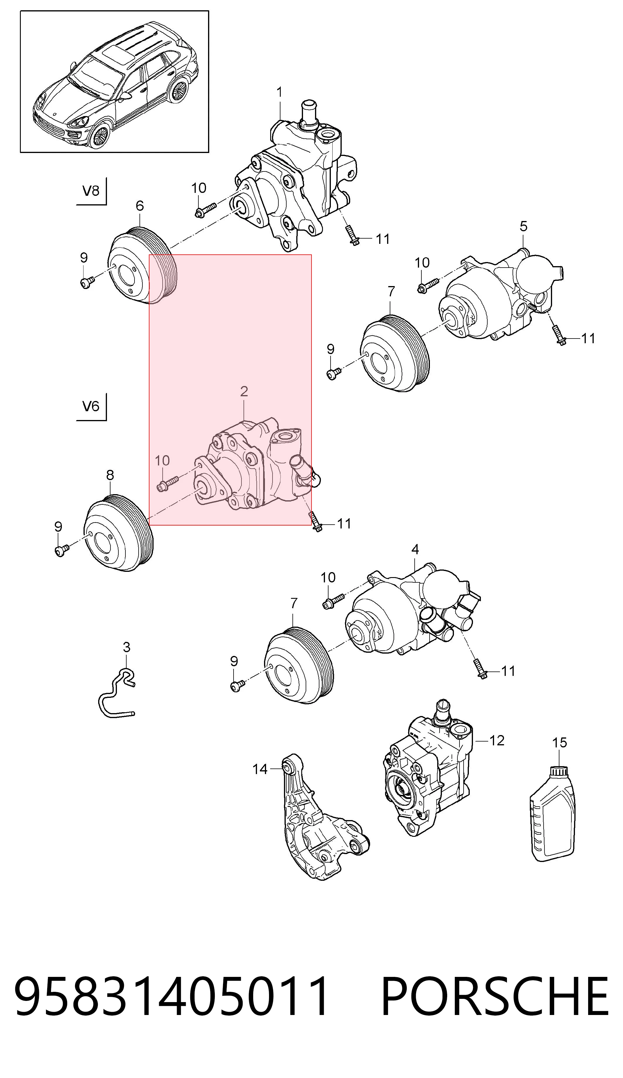 95831405011 Porsche Bomba hidráulica de dirección
