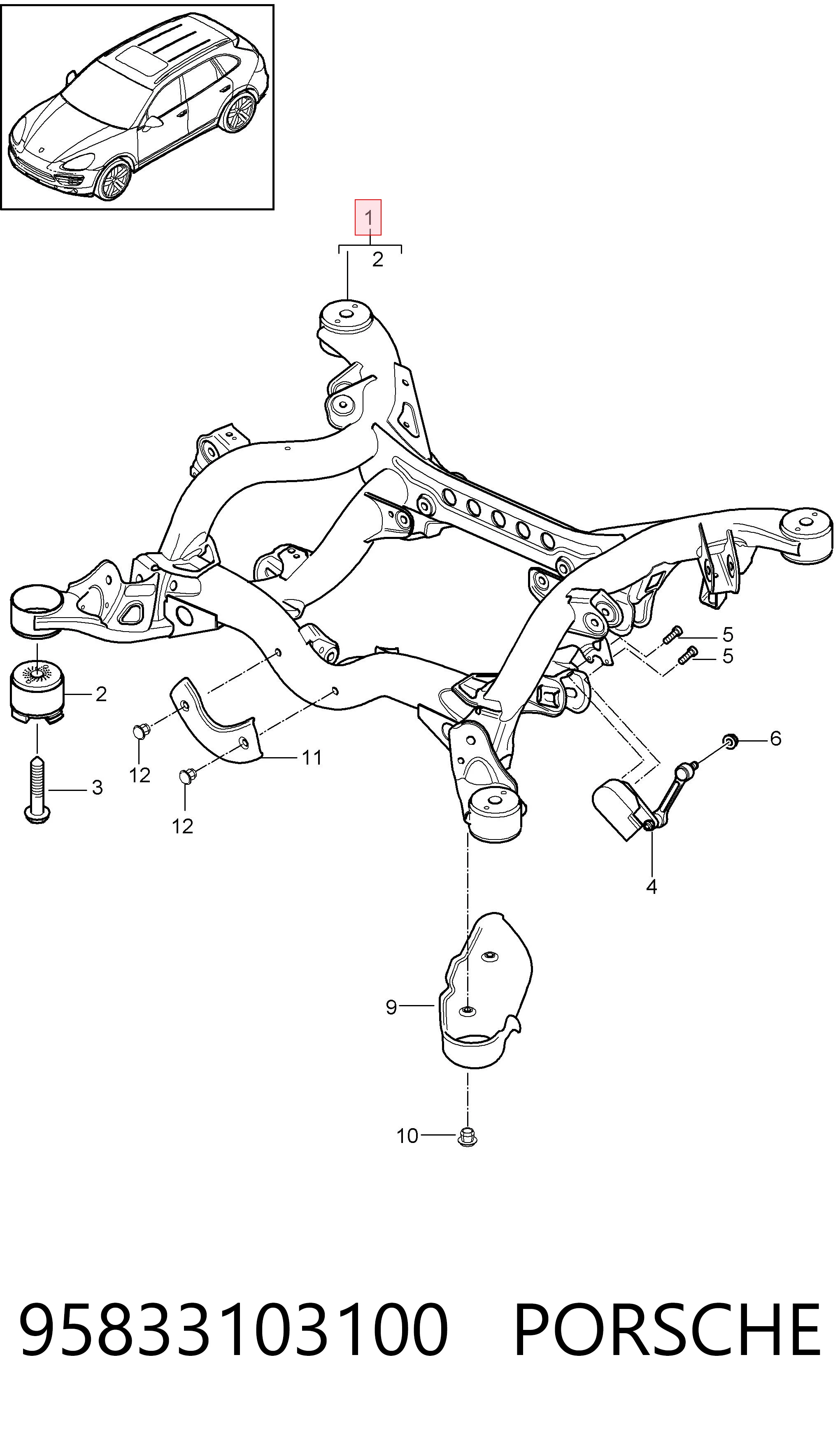 Puente trasero para Porsche Cayenne II 92A