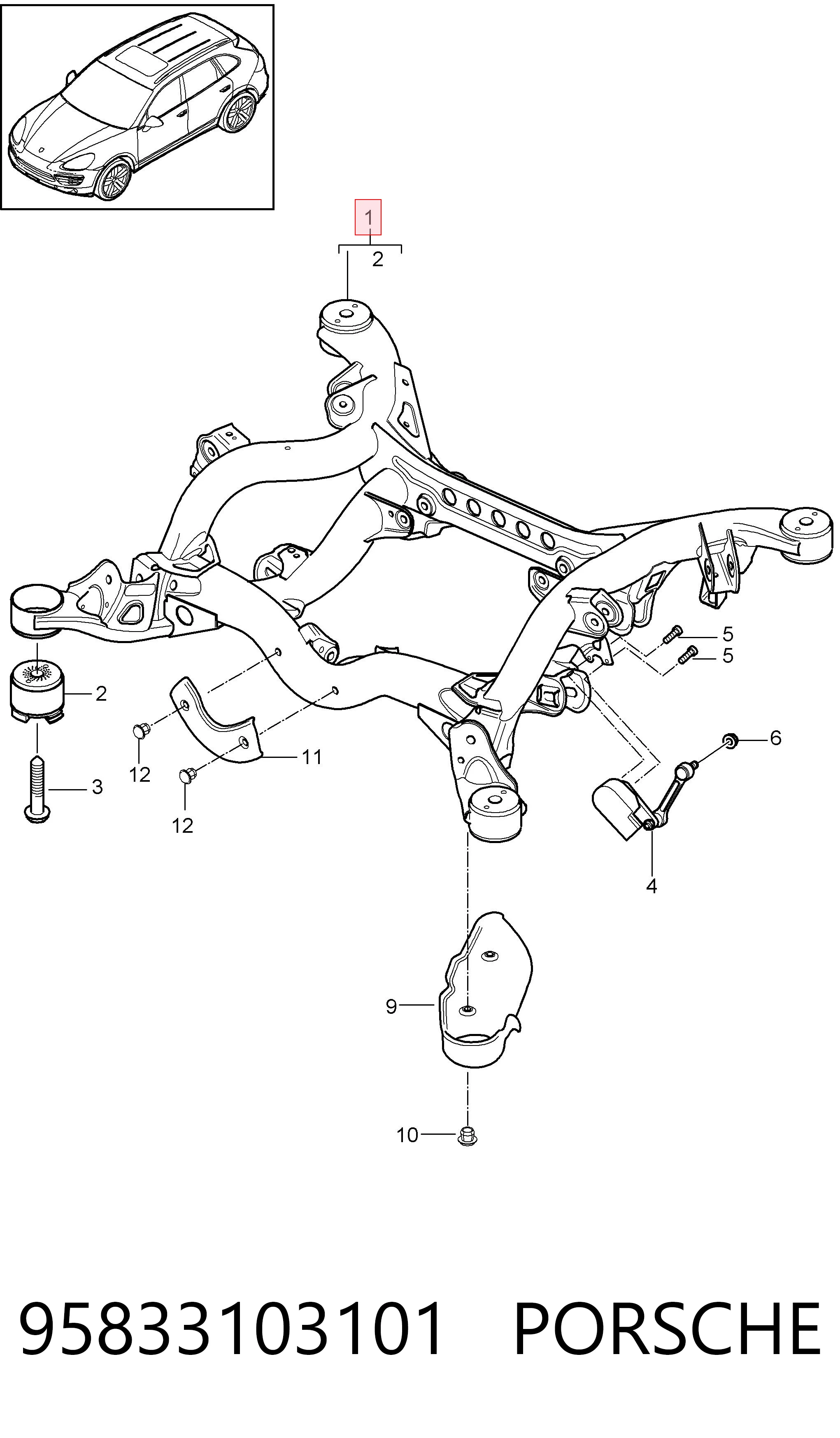 Subchasis trasero soporte motor Porsche Cayenne II SUV (92A) (2010 - 2026) precio, desde 432,70 EUR