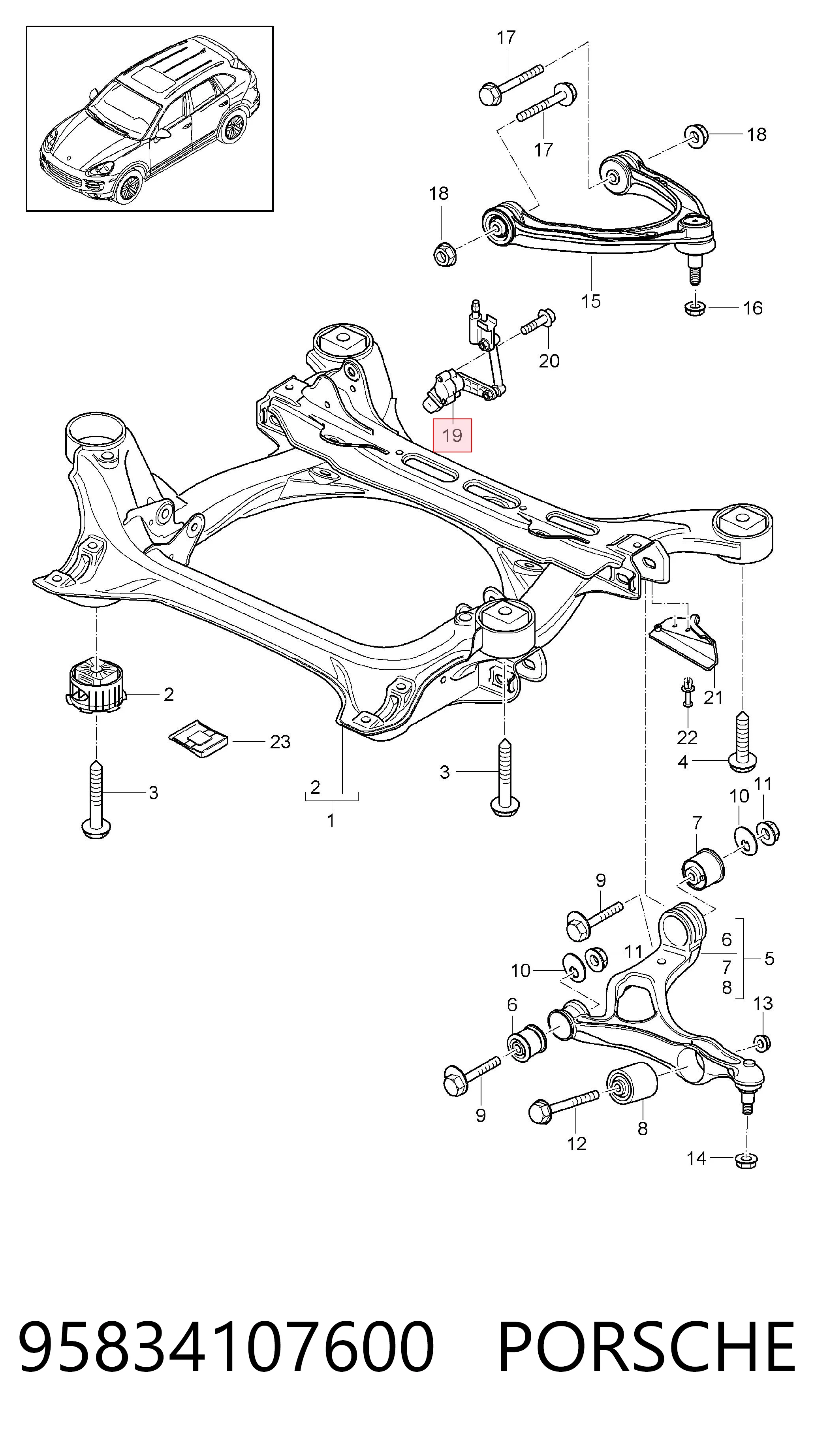 95834107600 Porsche Sensor de nivel de carrocería delantero derecho