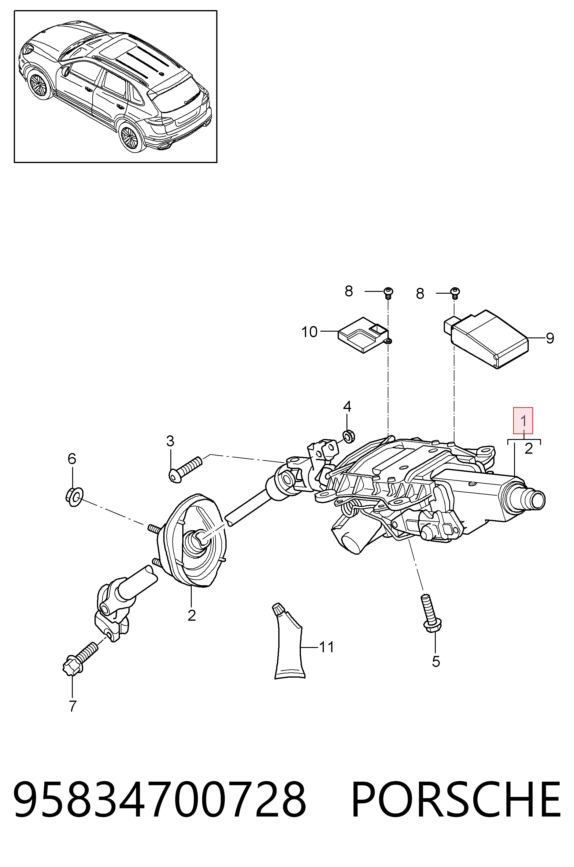 Columna de volante para Porsche Cayenne II 92A