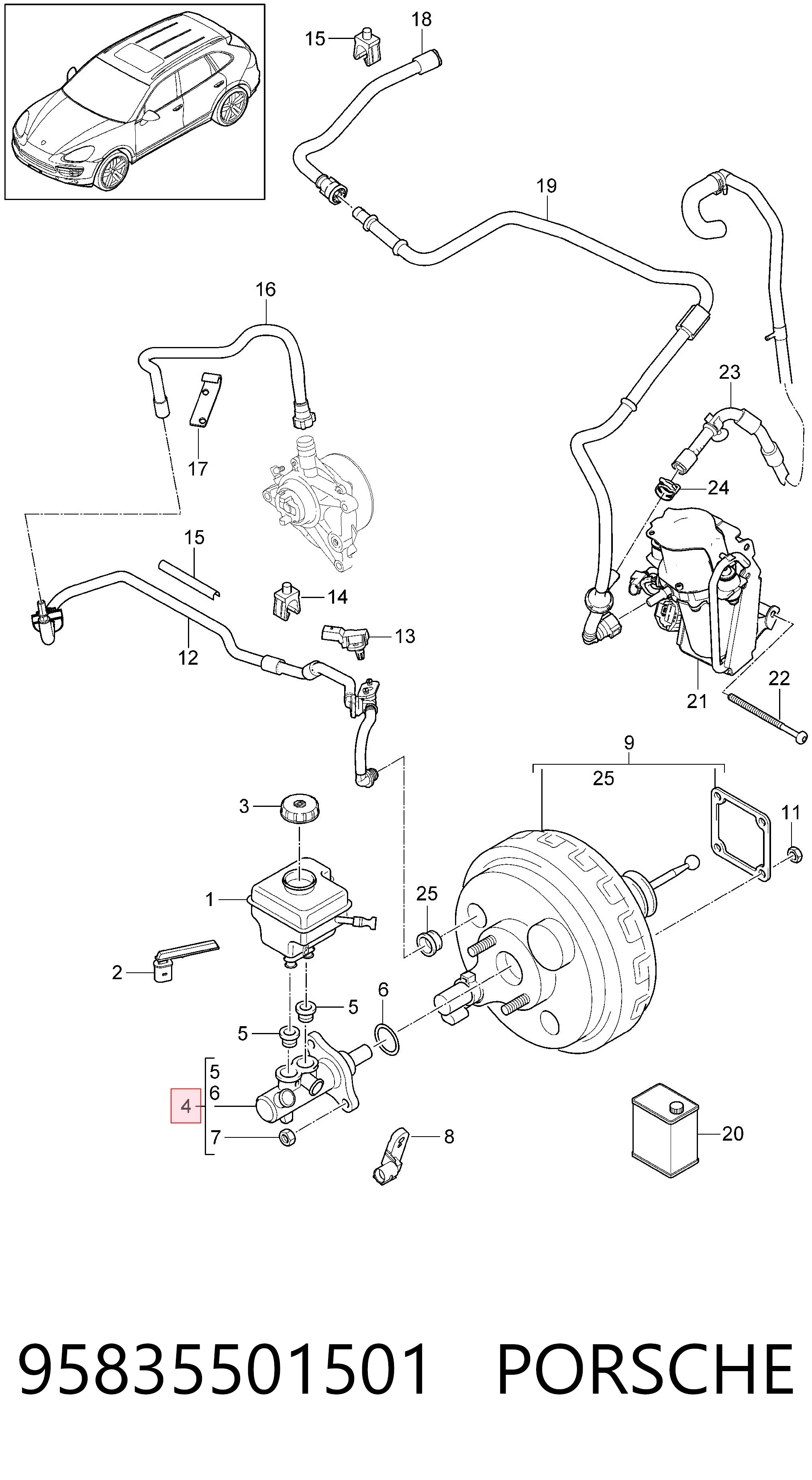 95835501501 Porsche Cilindro principal de frenos