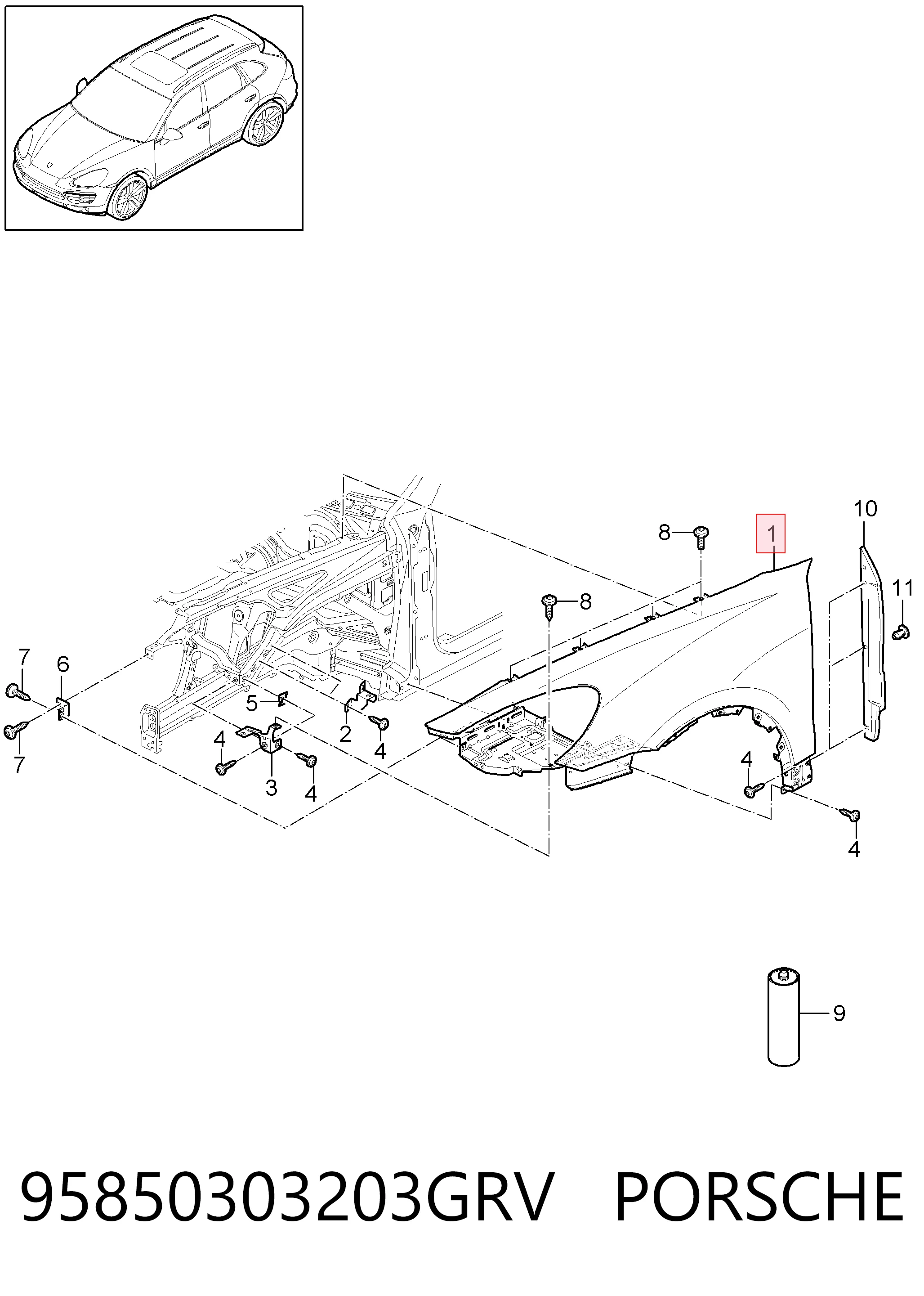Comprar Aleta Porsche Cayenne II 92A