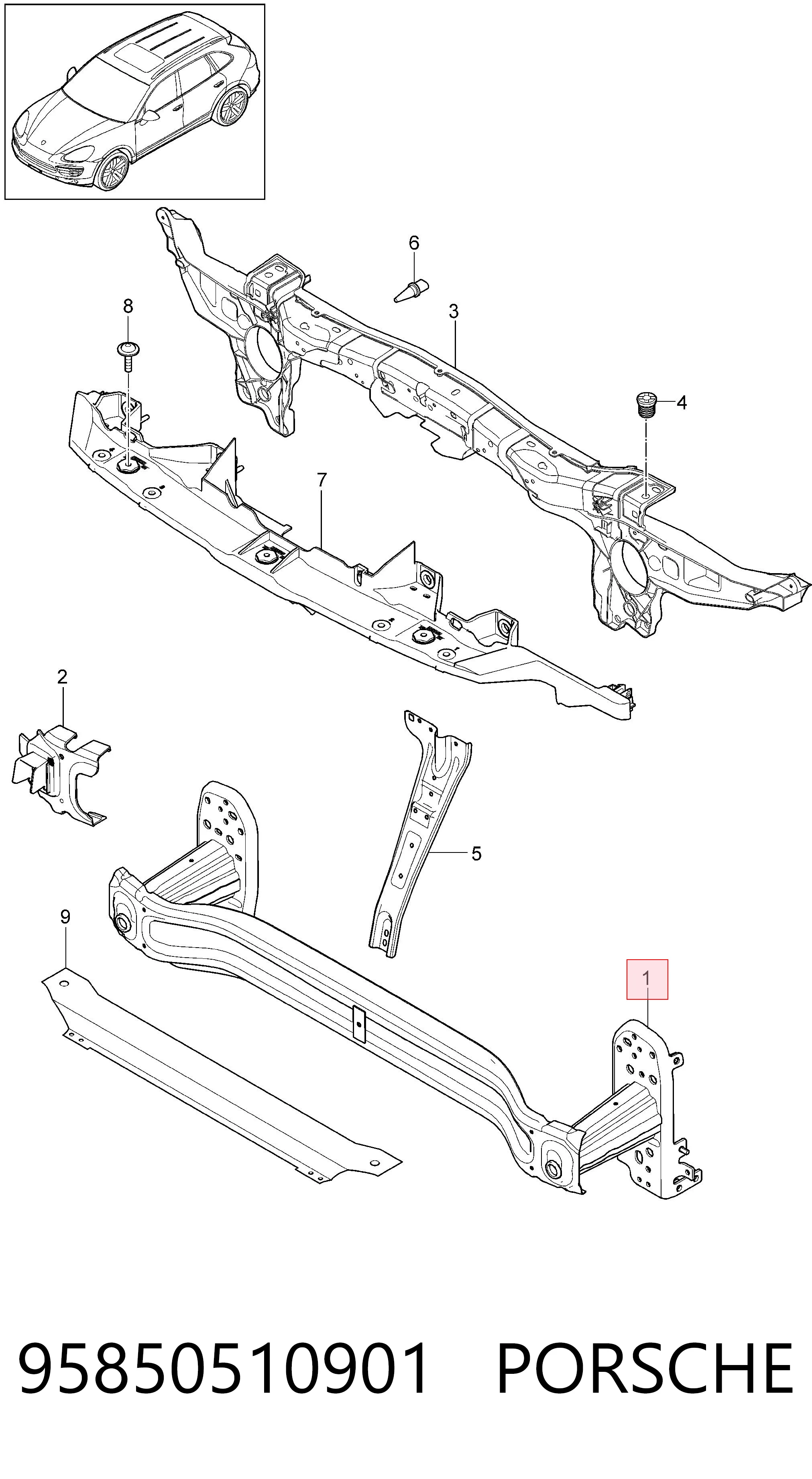 Refuerzo de parachoques delantero Porsche Cayenne II SUV (92A) (2010 - 2026) precio, desde 180,38 EUR