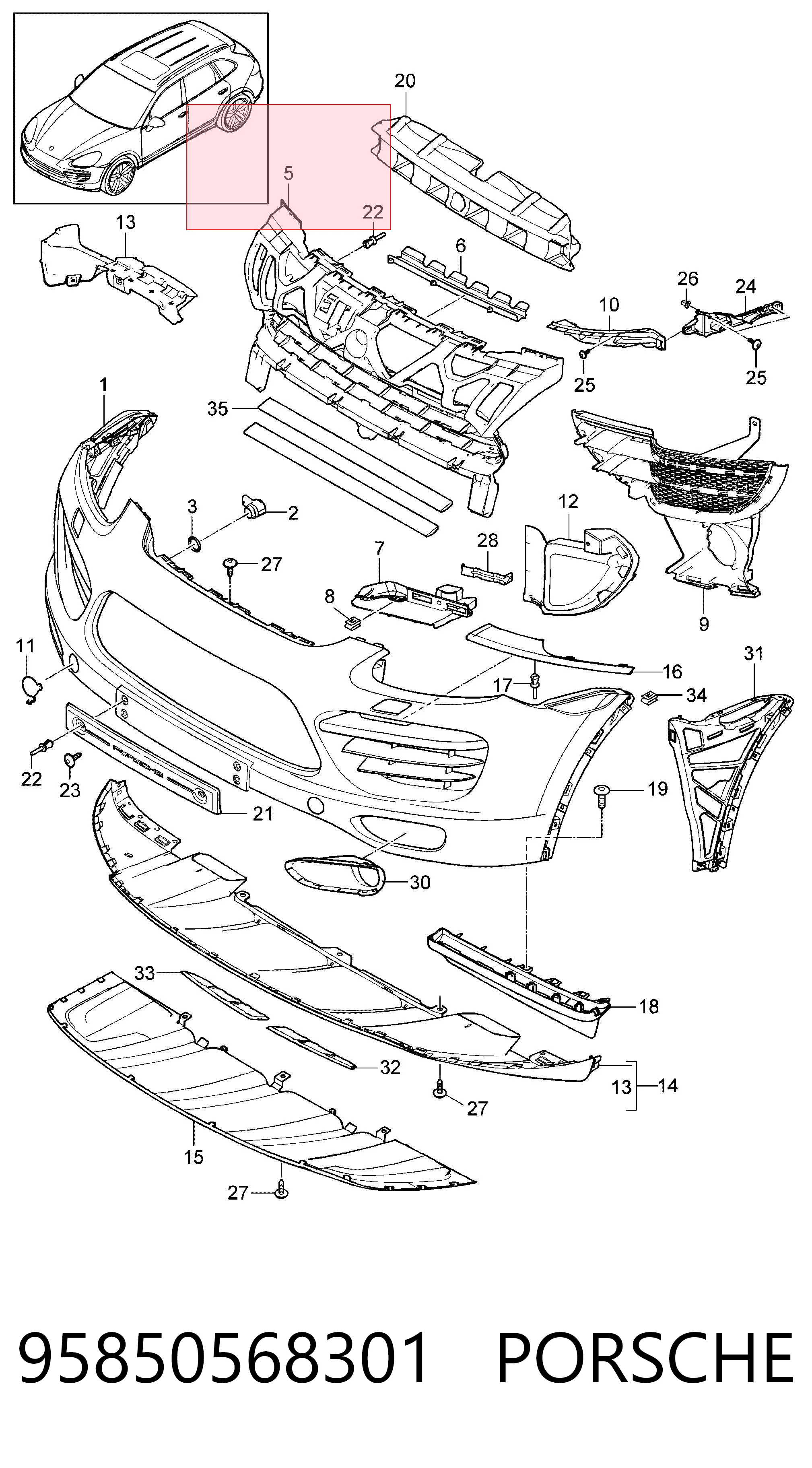 Parrilla para Porsche Cayenne 92A