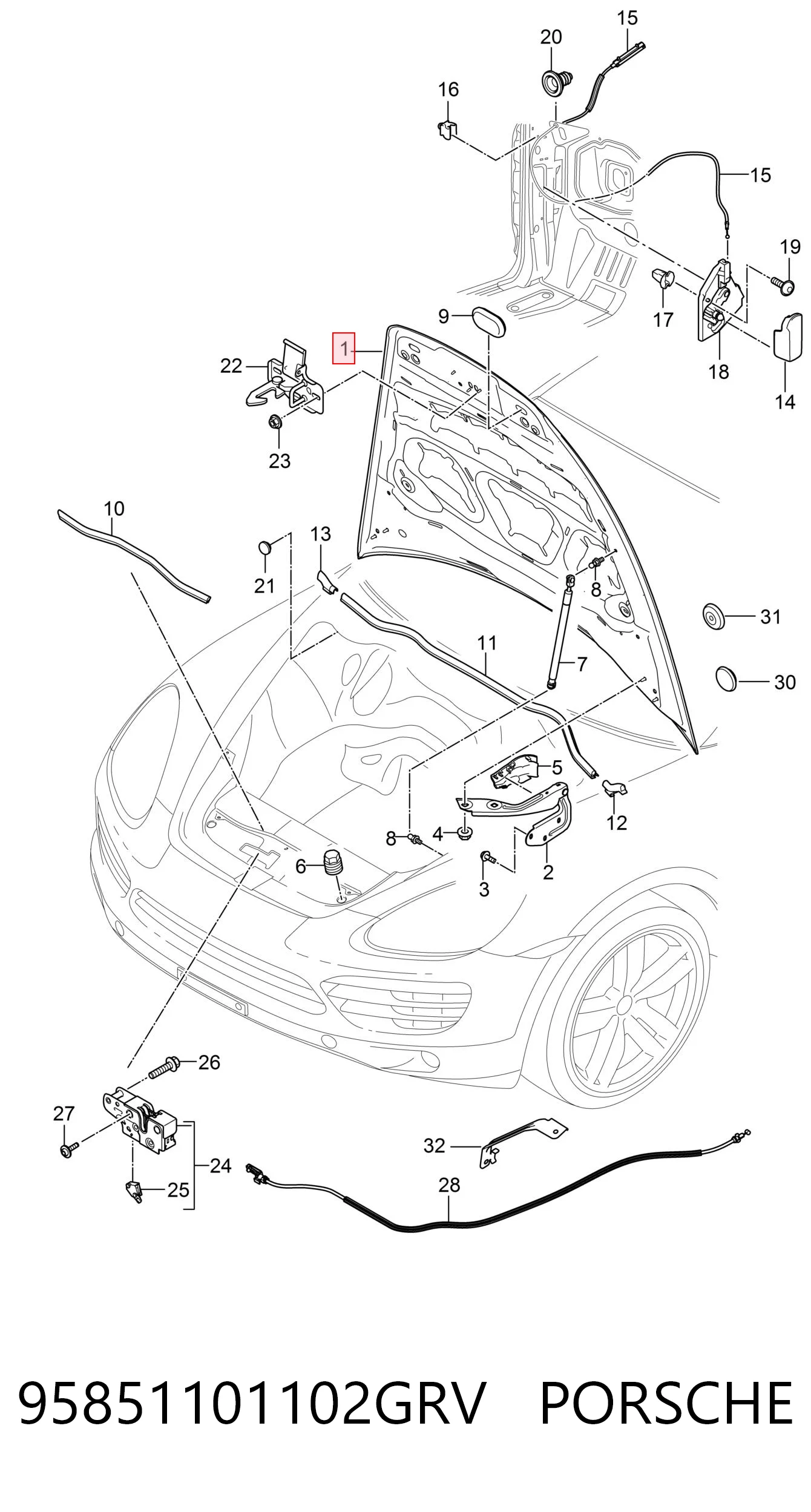 Capot Porsche Cayenne II (92A)