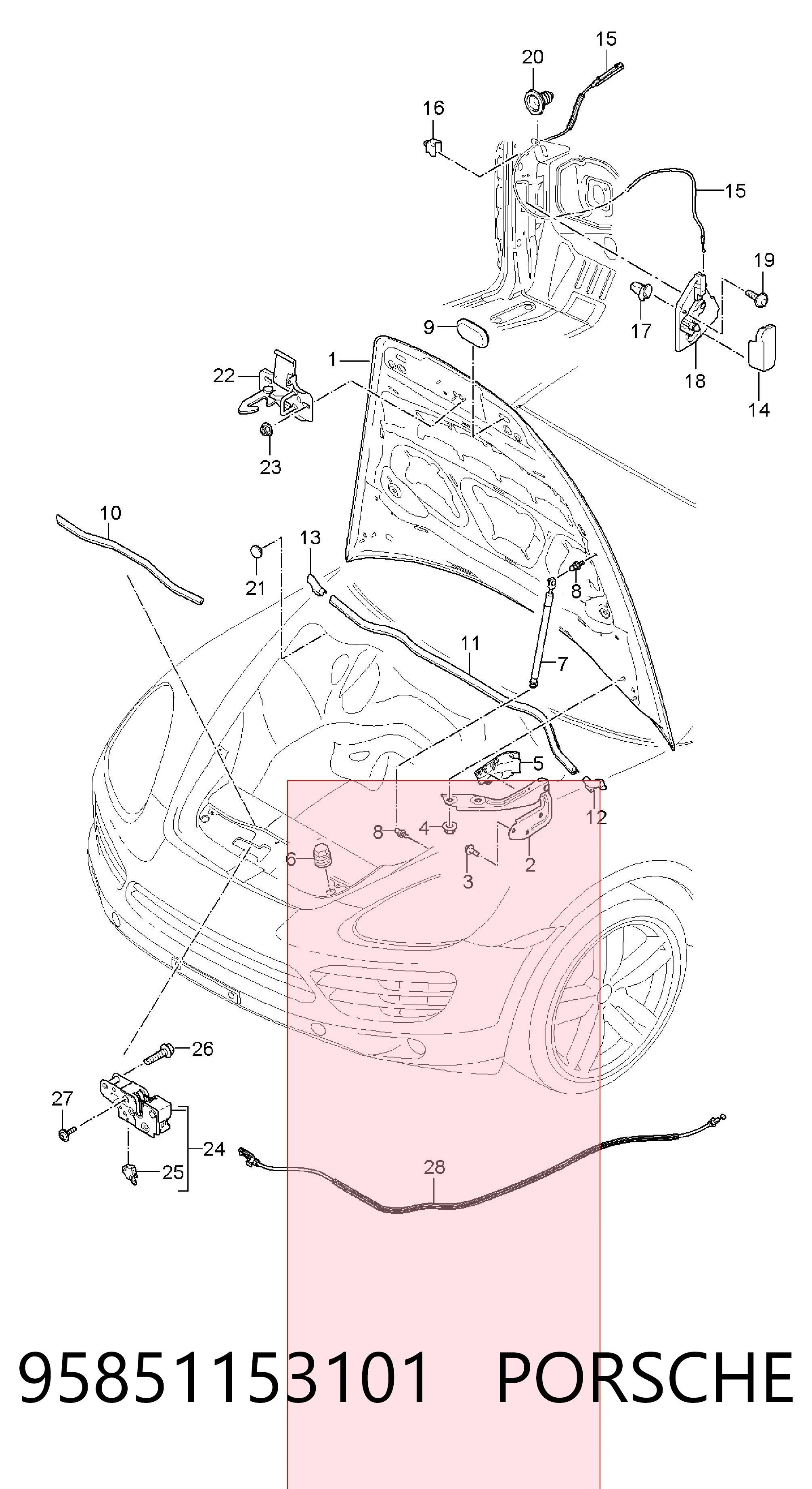 95851153102 VAG Cable de apertura del capó delantero
