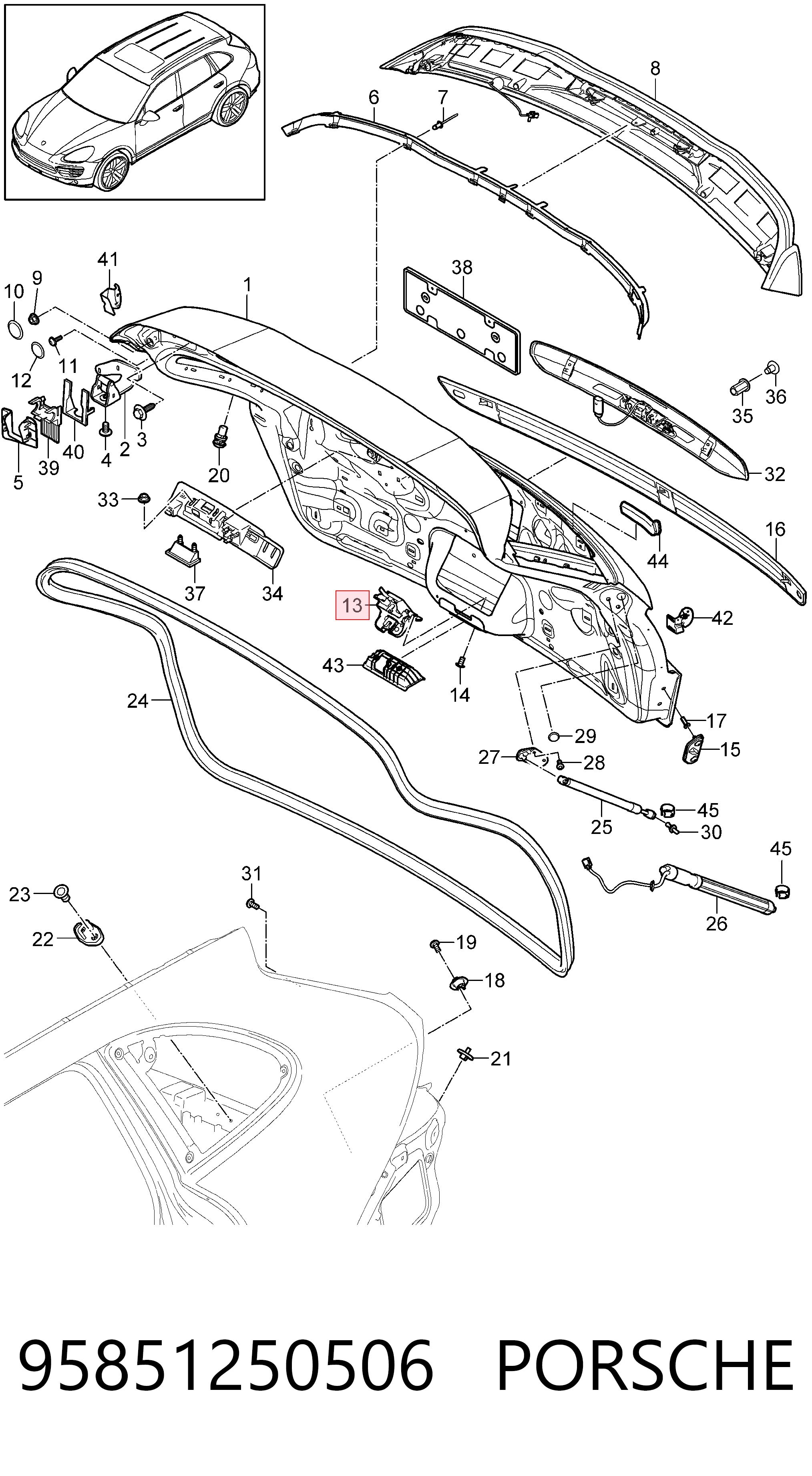 Cerradura de portón trasero Porsche Cayenne II SUV (92A) (2010 - 2026) precio, desde 66,55 EUR