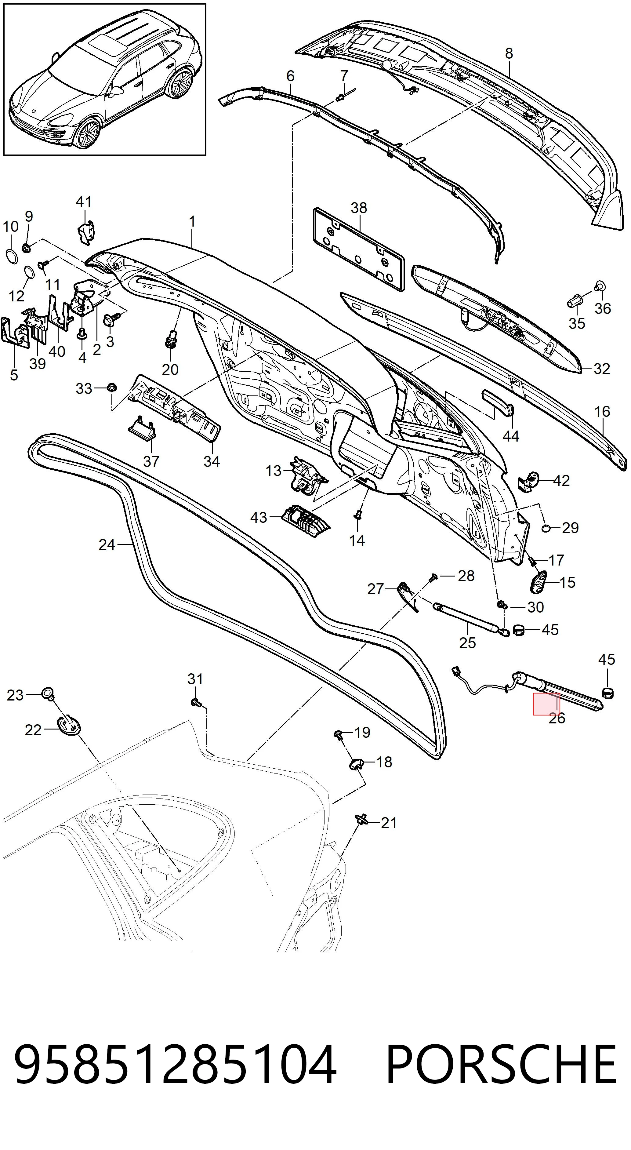 95851285104 Porsche Amortiguador de porton