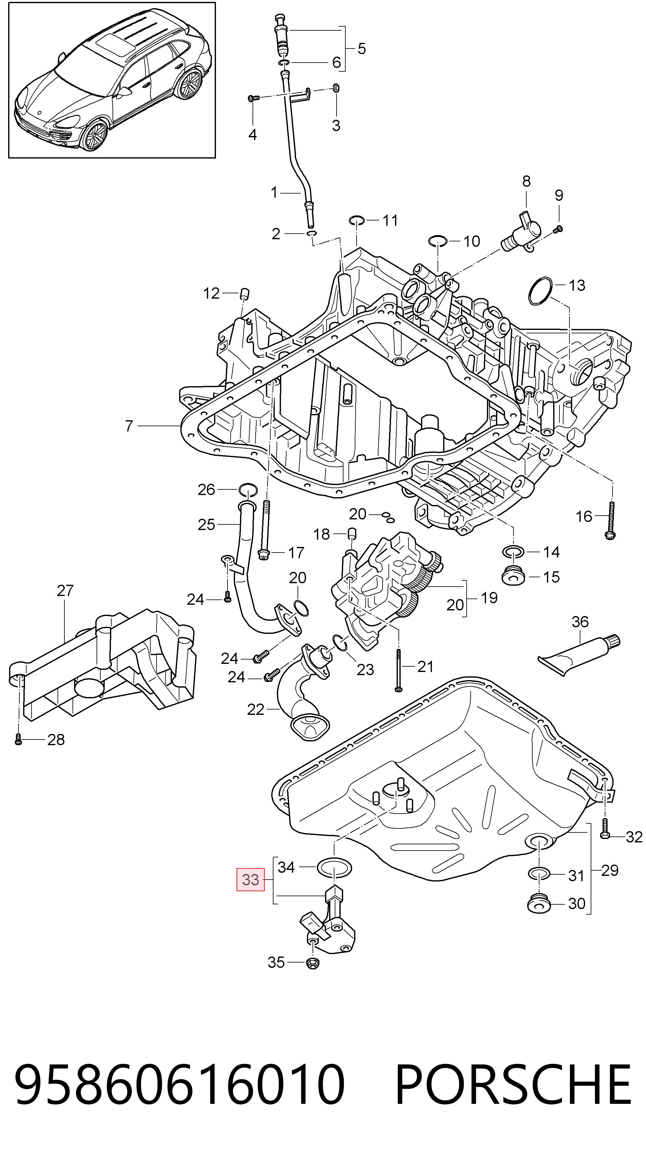 95860616010 Porsche Sensor de nivel de aceite