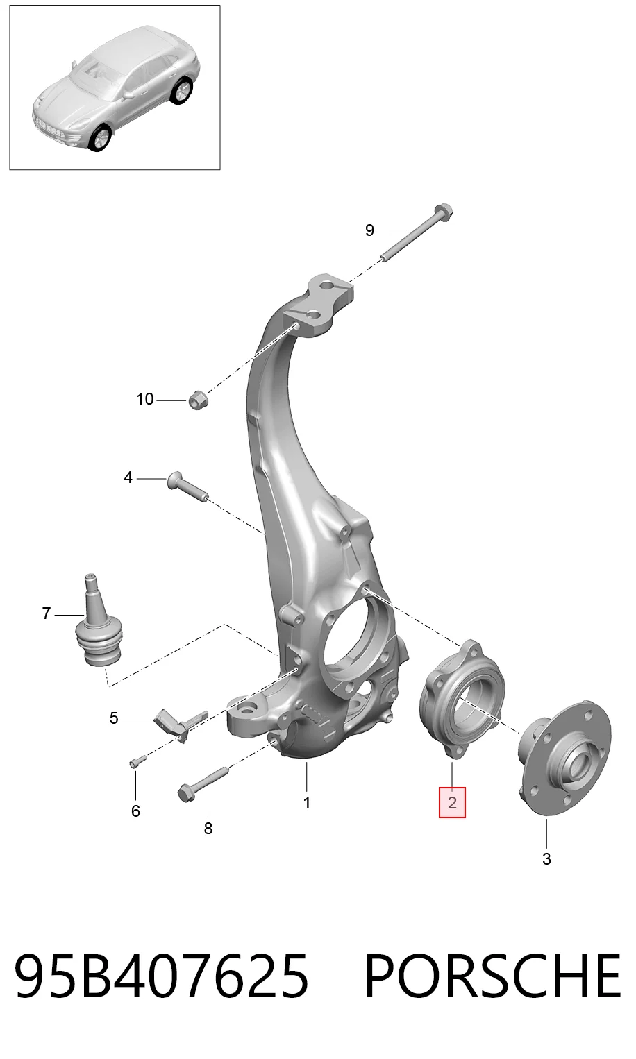 95B407625 Porsche Cojinete de cubo delantero/trasero
