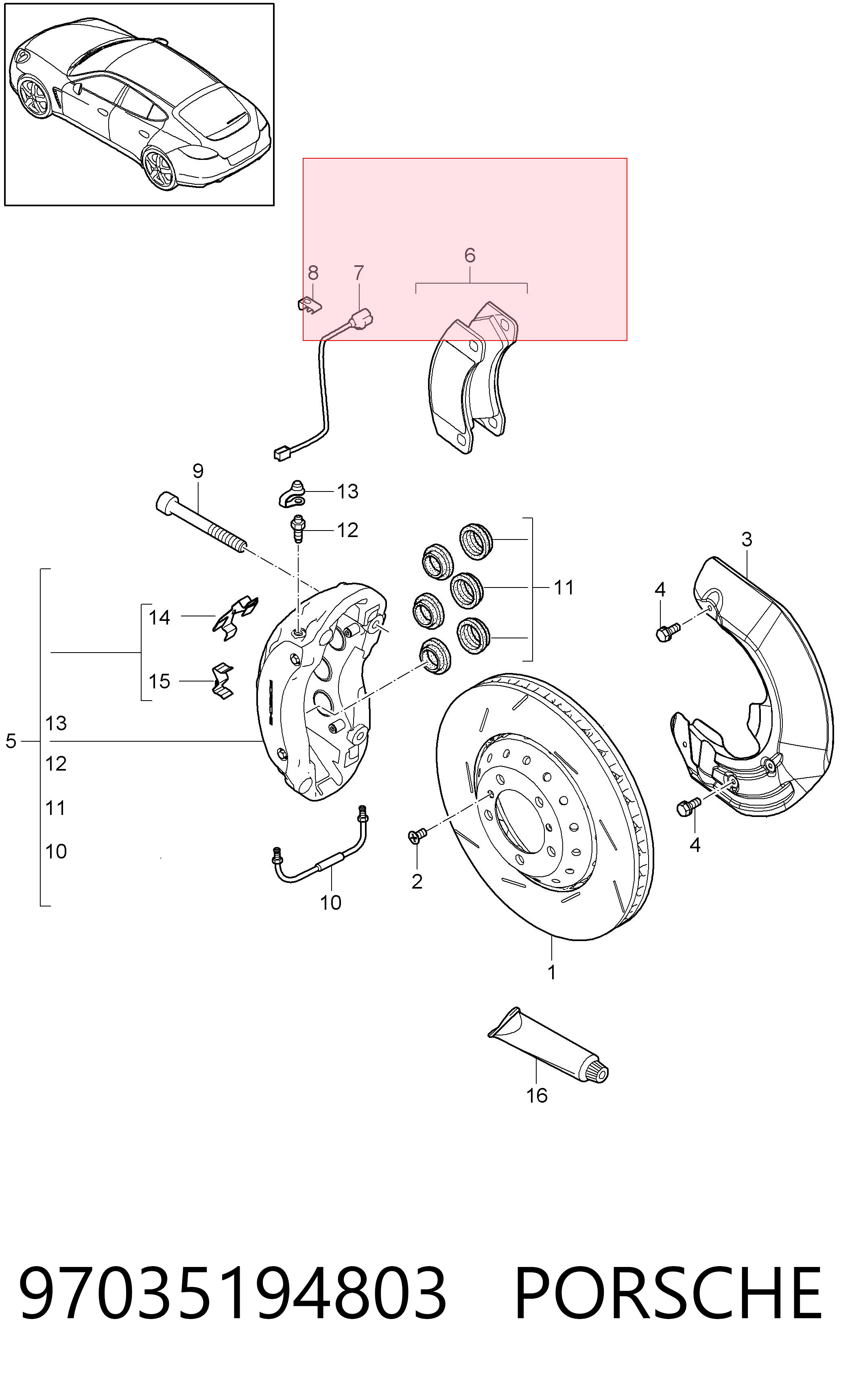 97035194803 Porsche Pastillas delanteras