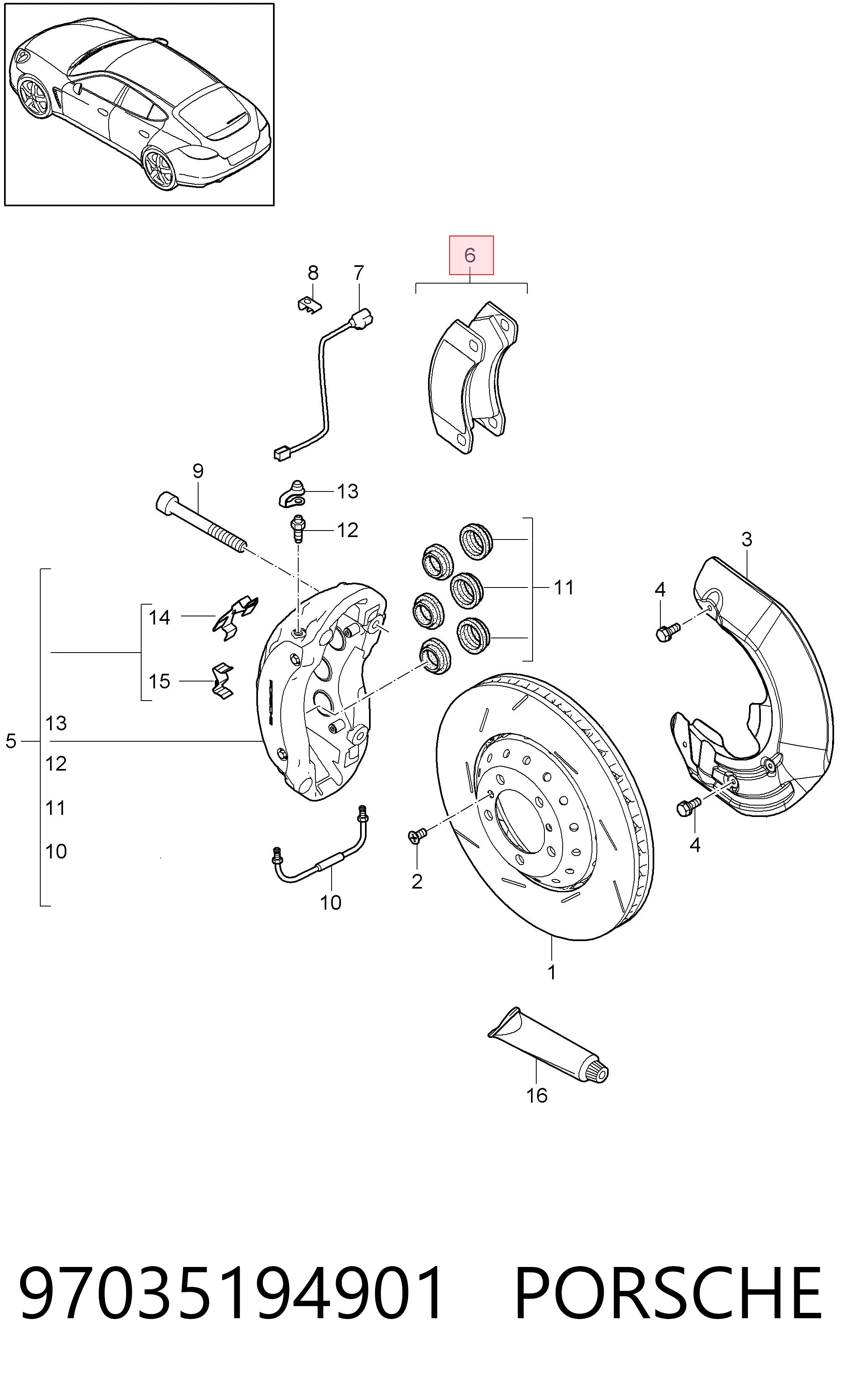97035194901 Porsche Pastillas delanteras