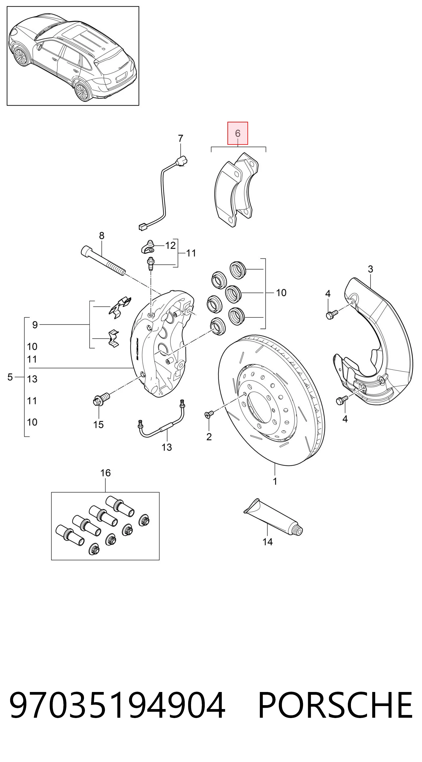 97035194904 Porsche Pastillas delanteras