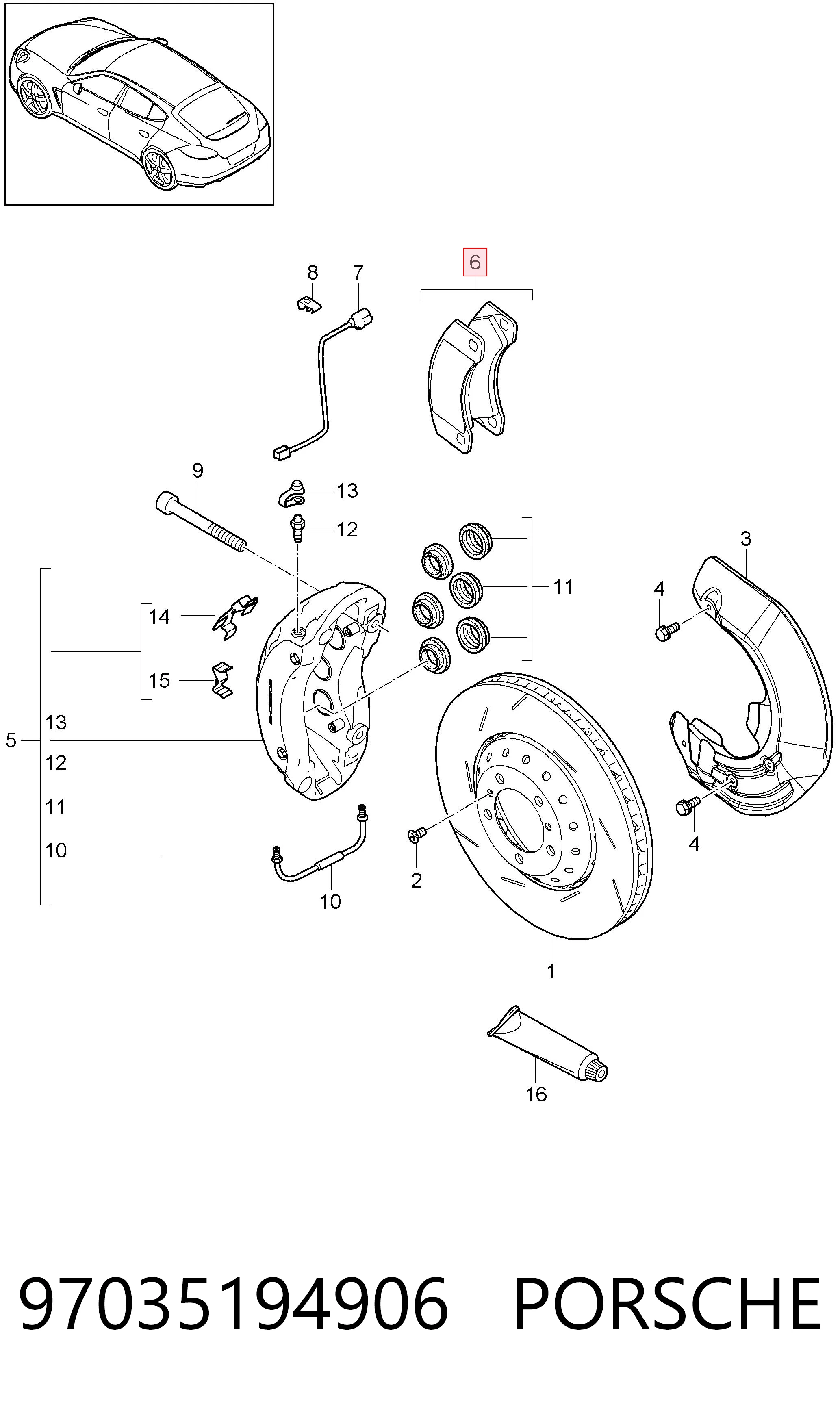 97035194906 Porsche Pastillas delanteras