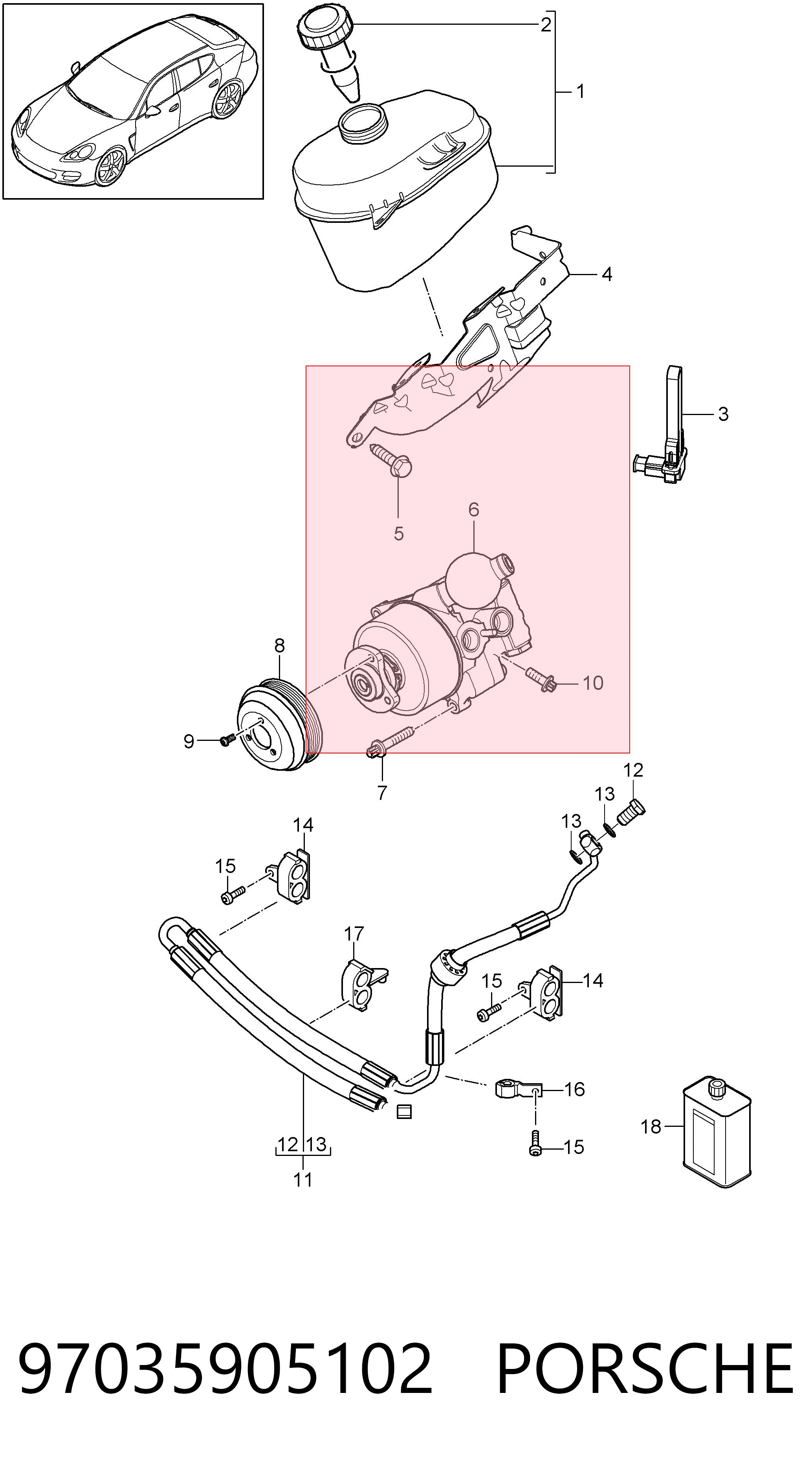 97035905102 Porsche Bomba hidráulica de dirección